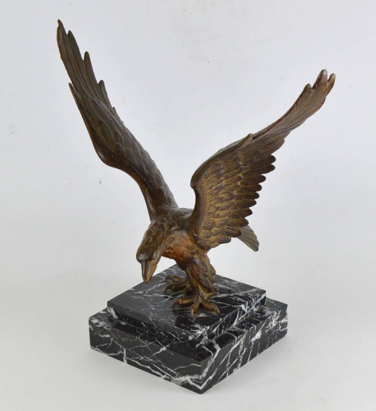 French Art Deco Style Sculpture of an Eagle on a Marble Base