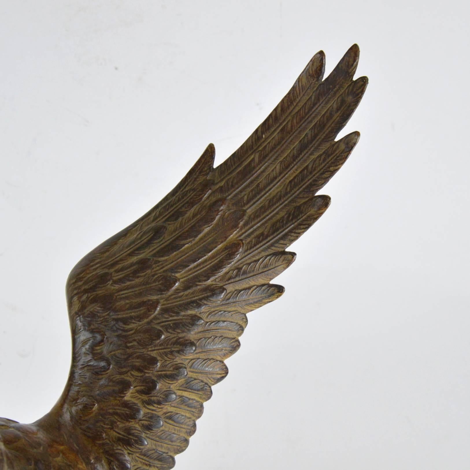 20th Century Art Deco Style Sculpture of an Eagle on a Marble Base