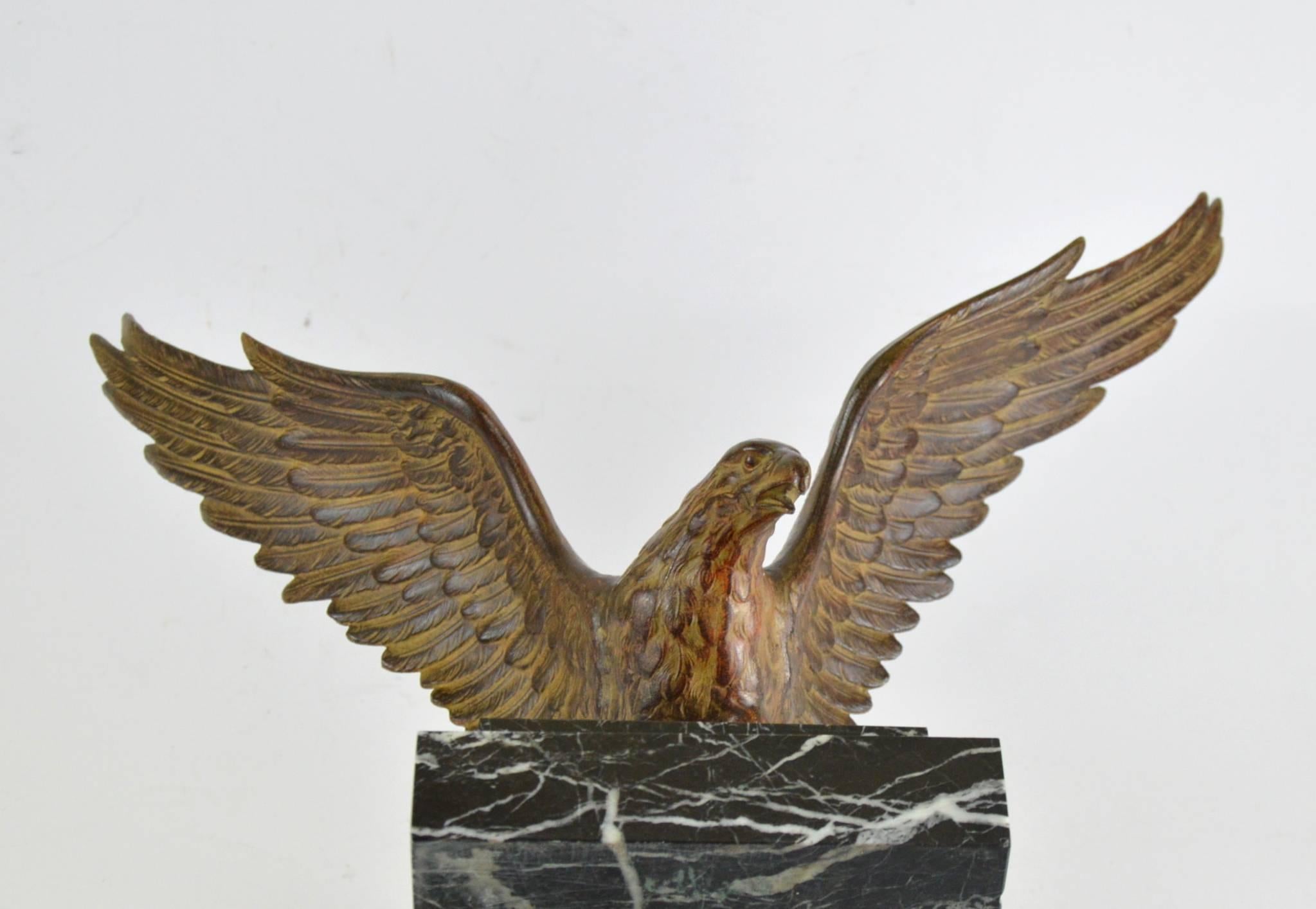 Art Deco Style Sculpture of an Eagle on a Marble Base 1