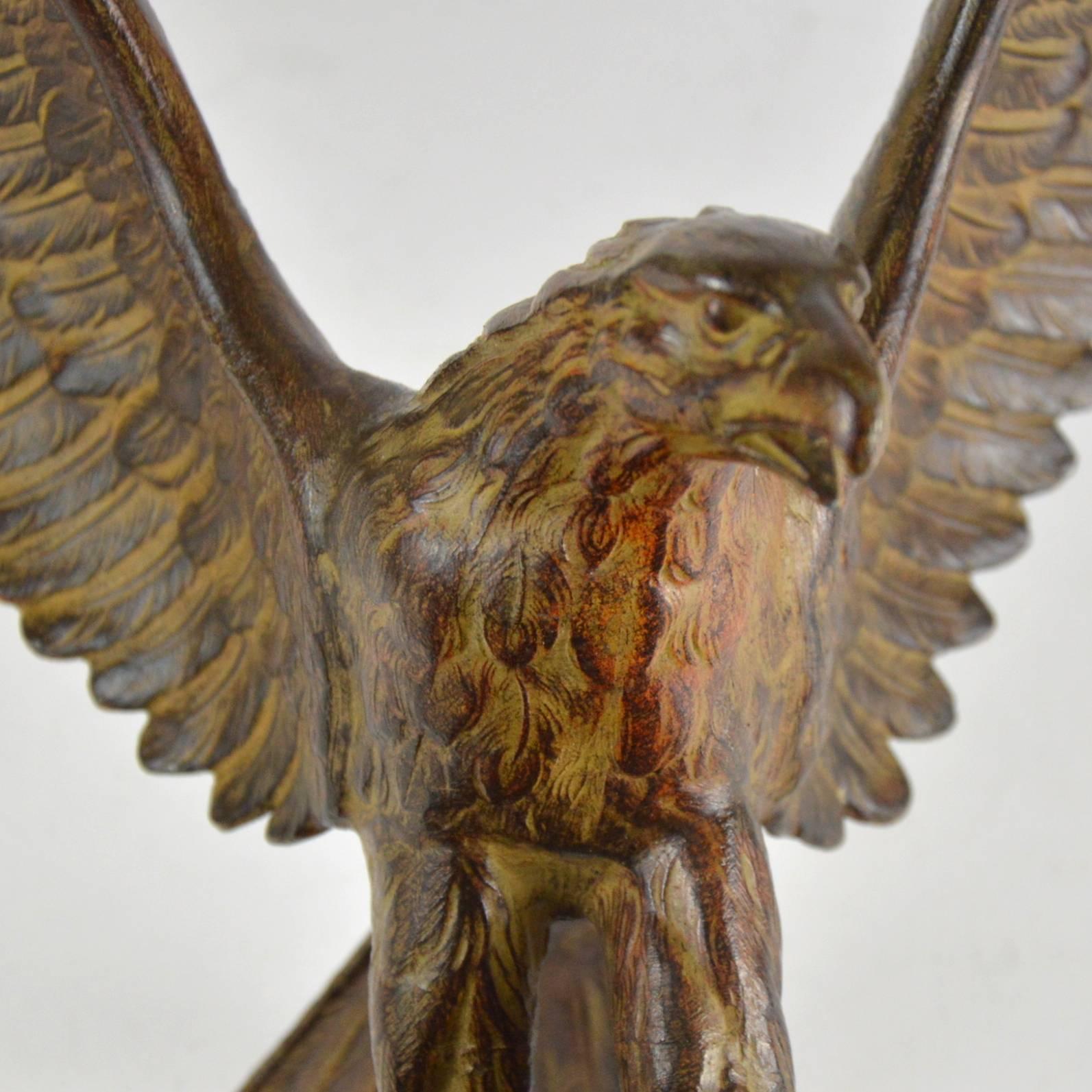 Art Deco Style Sculpture of an Eagle on a Marble Base 2