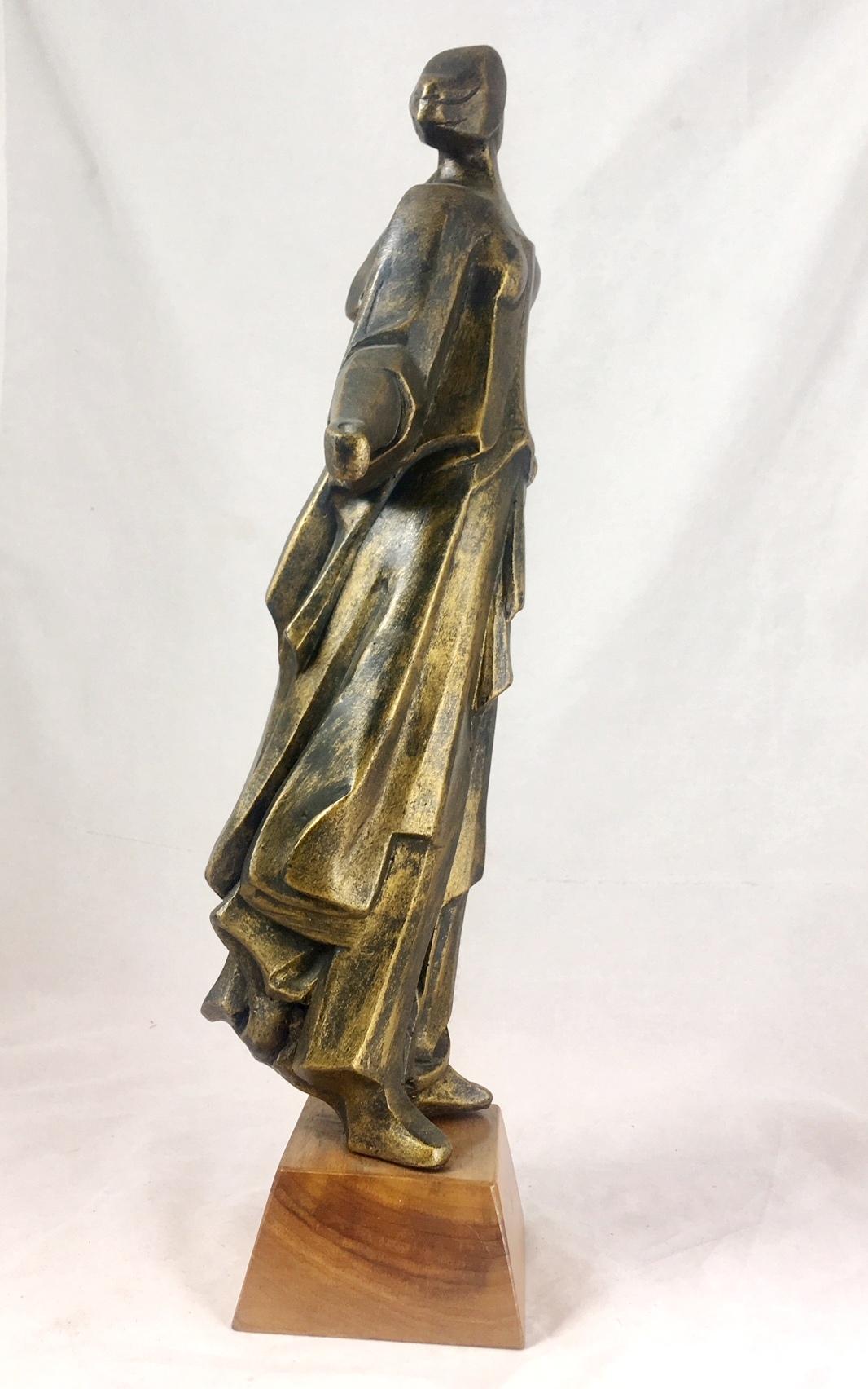 Art Deco Style Sculpture of Resin on a Wooden Base, 1970s In Good Condition In Budapest, HU