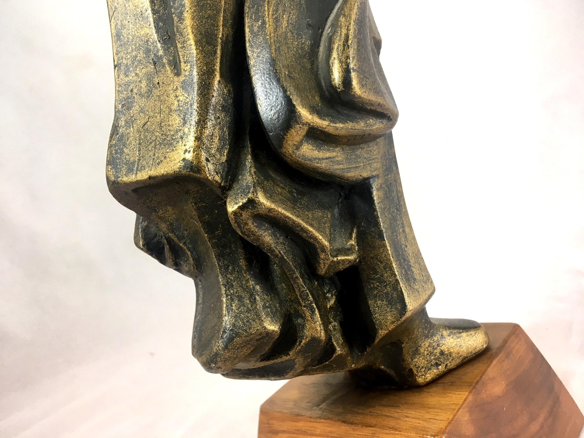 20th Century Art Deco Style Sculpture of Resin on a Wooden Base, 1970s