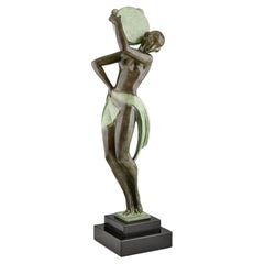 Art Deco style sculpture tambourine dancer  FARANDOLLE Fayral and Max Le Verrier