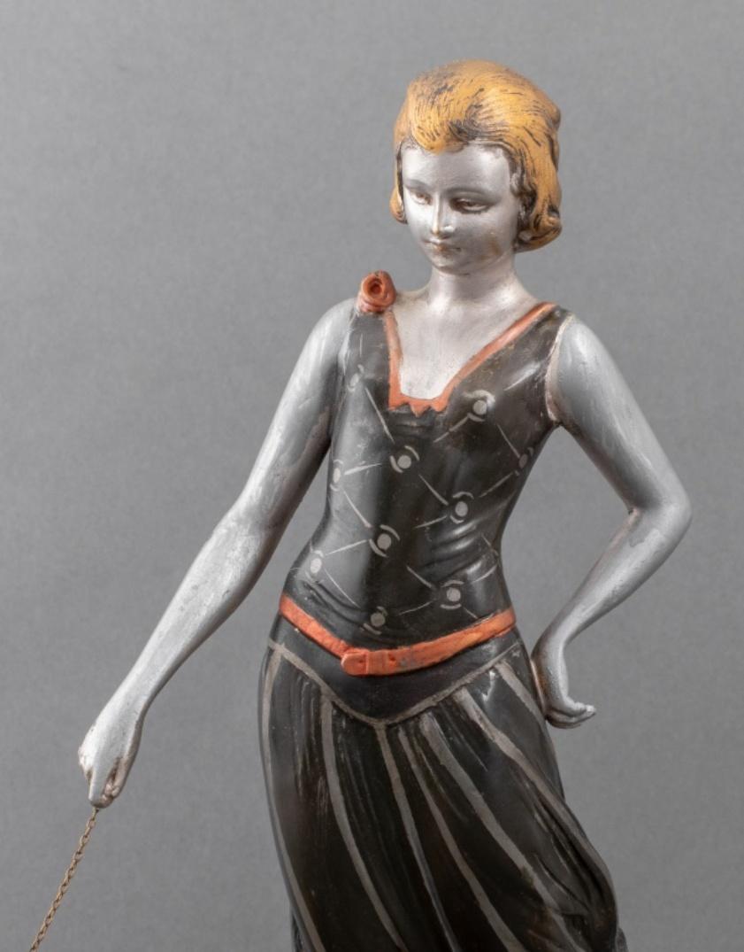 Sculpture de style Art Déco - Femme et lévrier Bon état - En vente à New York, NY