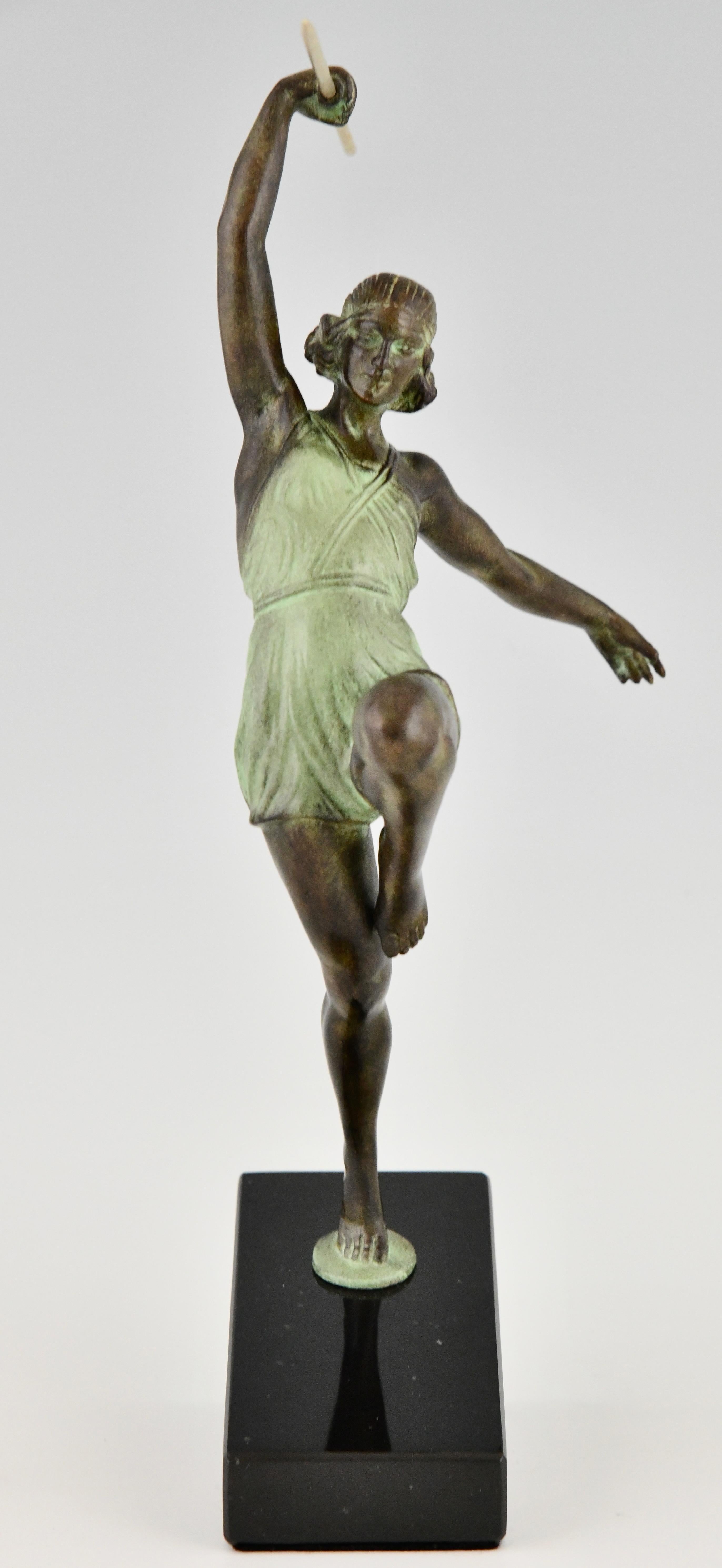 French Art Deco style sculpture woman with spear AMAZONE Fayral & Max Le Verrier