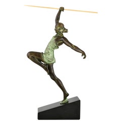 Art Deco style sculpture woman with spear AMAZONE Fayral & Max Le Verrier