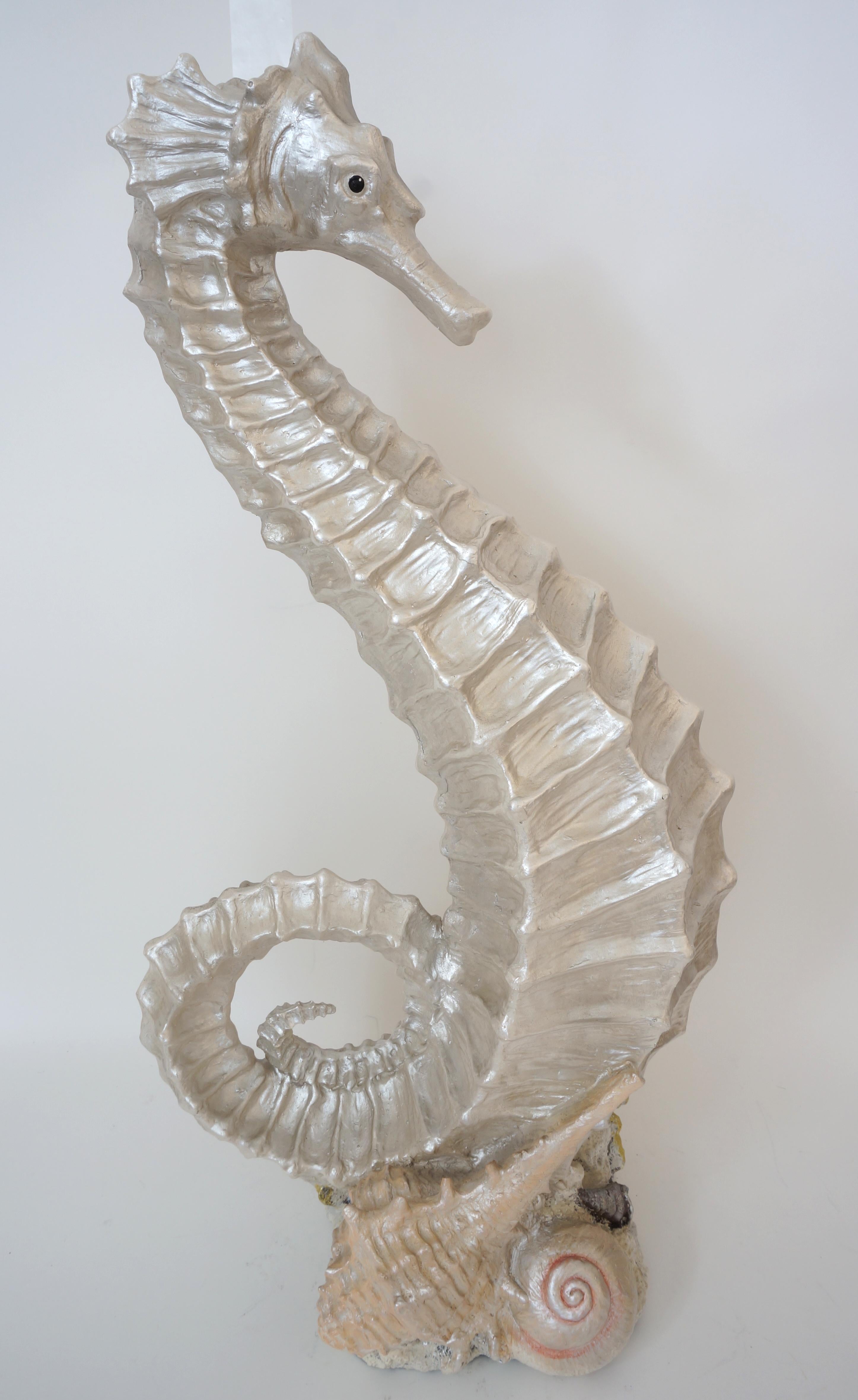 Cast Large Scale Art Deco Style Seahorse Sculpture For Sale