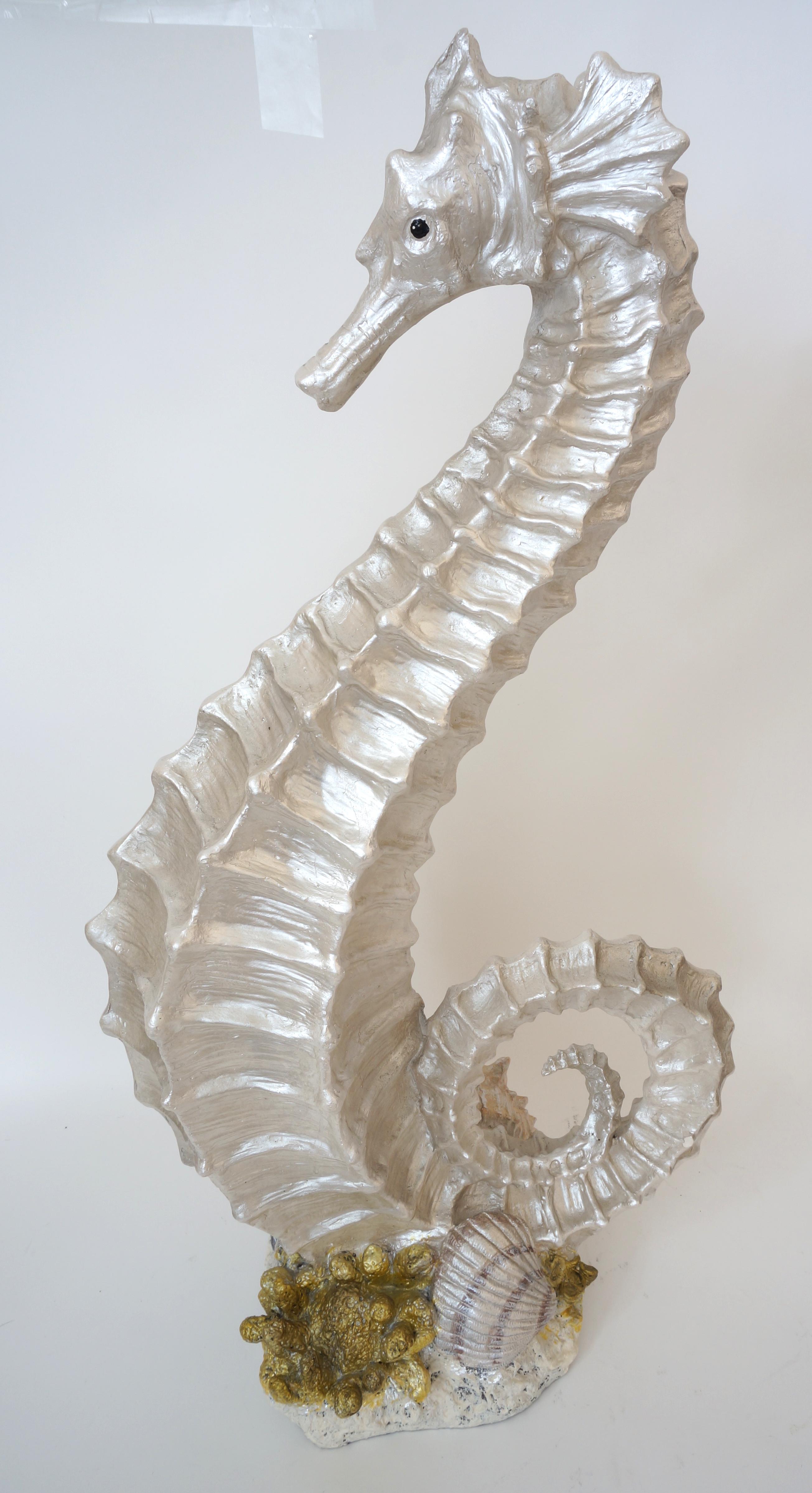 Large Scale Art Deco Style Seahorse Sculpture In Good Condition For Sale In West Palm Beach, FL