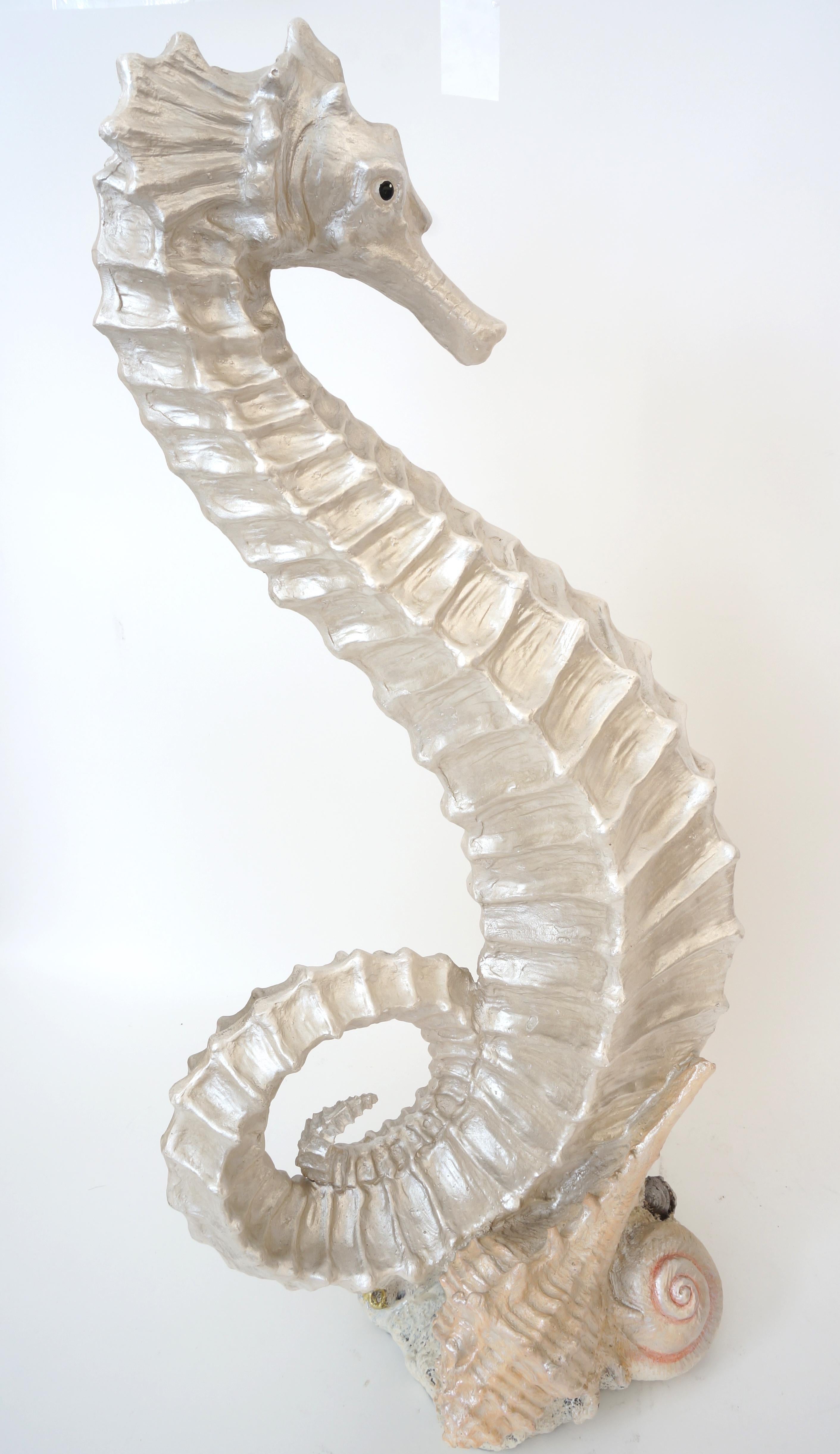 Plaster Large Scale Art Deco Style Seahorse Sculpture For Sale