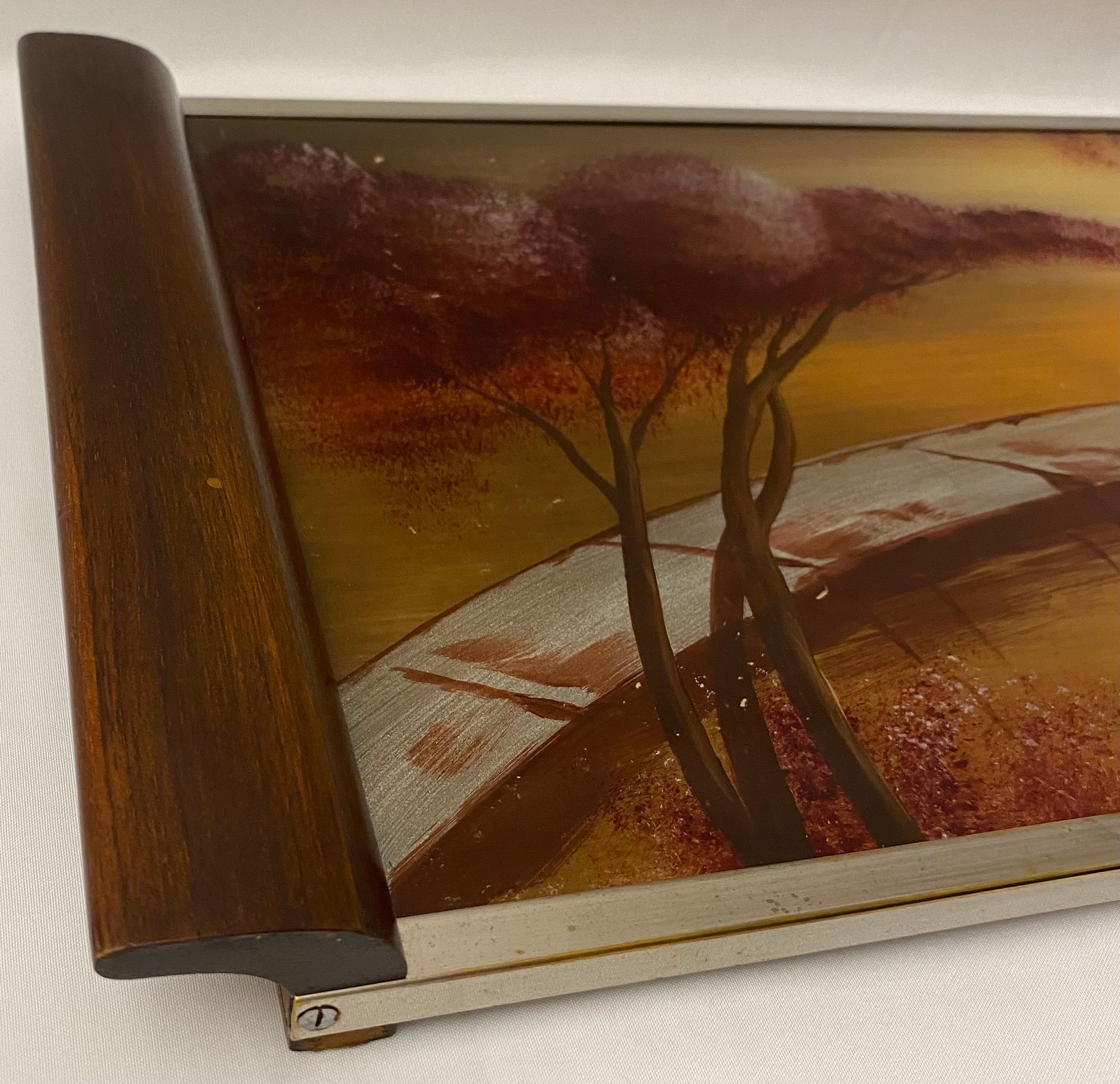 Art Deco Style Serving Tray with Japanese Cherry Blossoms In Good Condition For Sale In Miami, FL