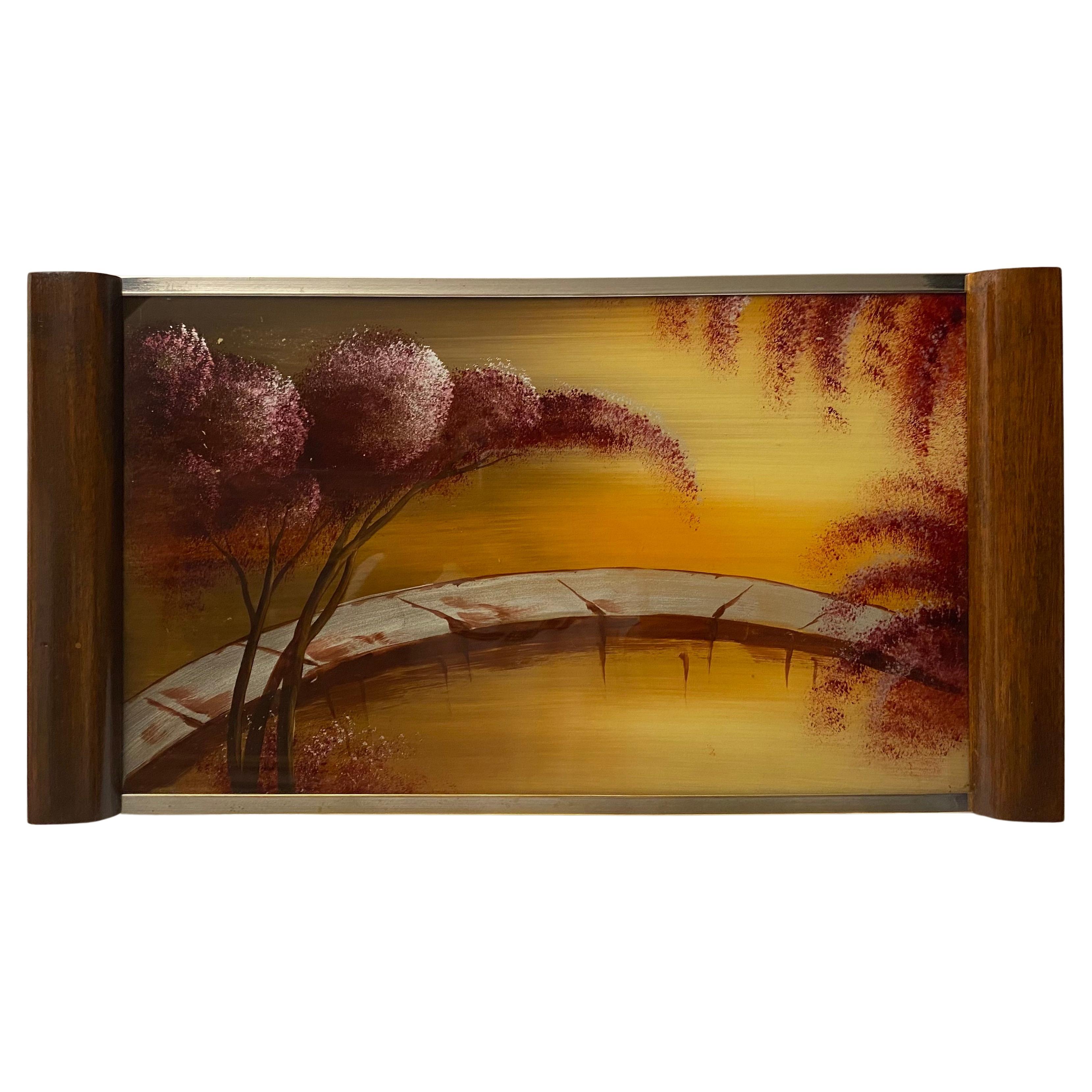 Art Deco Style Serving Tray with Japanese Cherry Blossoms For Sale