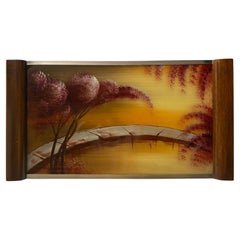 Art Deco Style Serving Tray with Japanese Cherry Blossoms