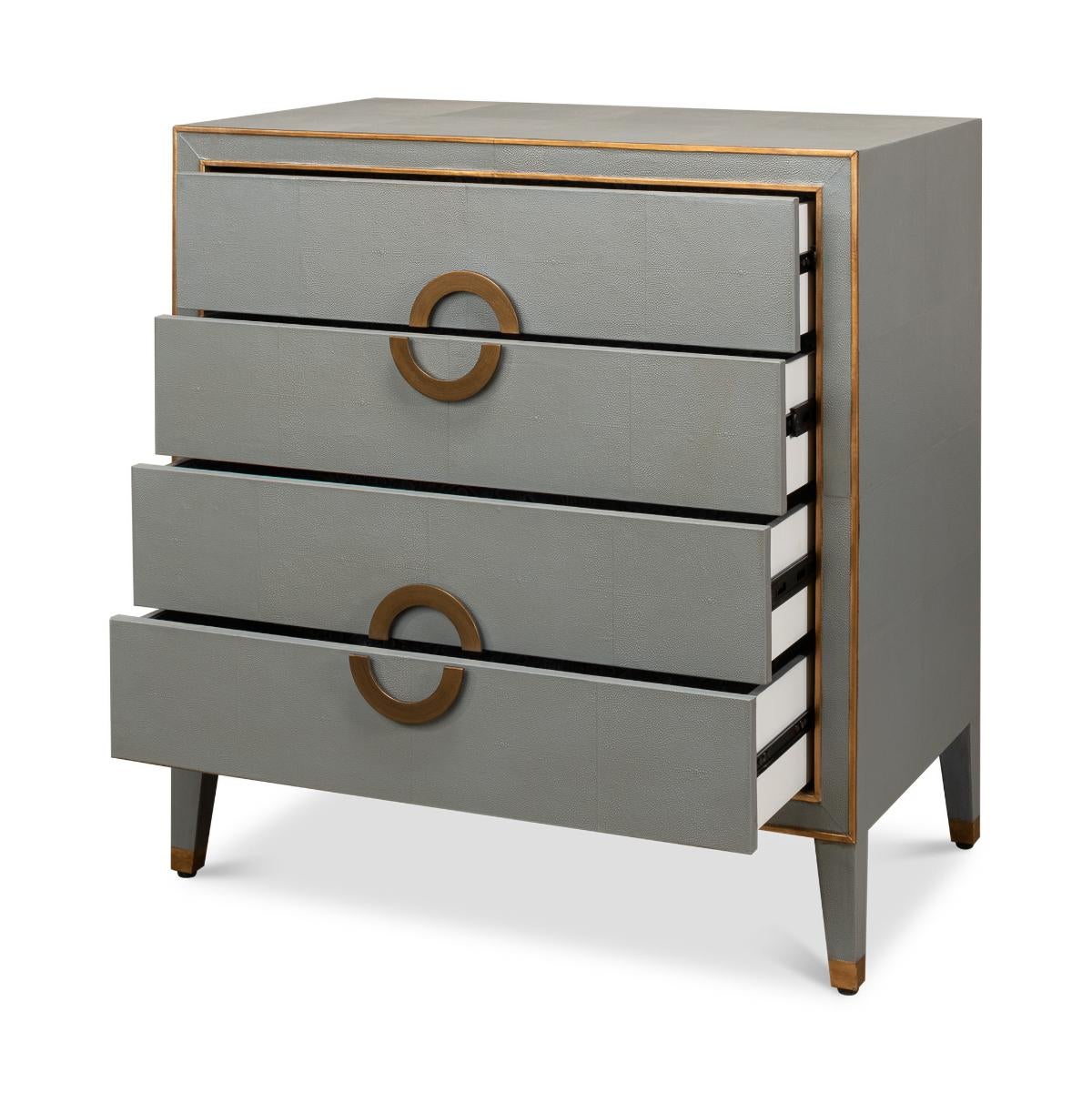 Asian Art Deco Style Shagreen Chest of Drawers For Sale