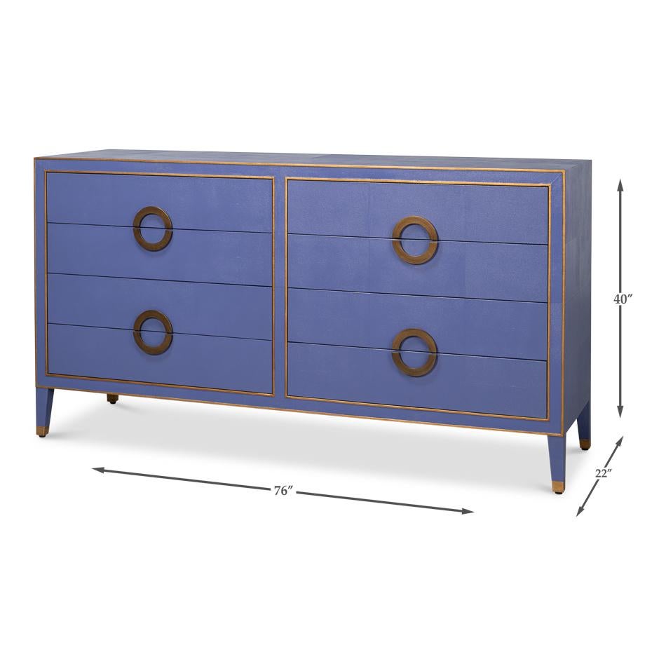 Art Deco Style Shagreen Dresser in Marlin Blue For Sale 4