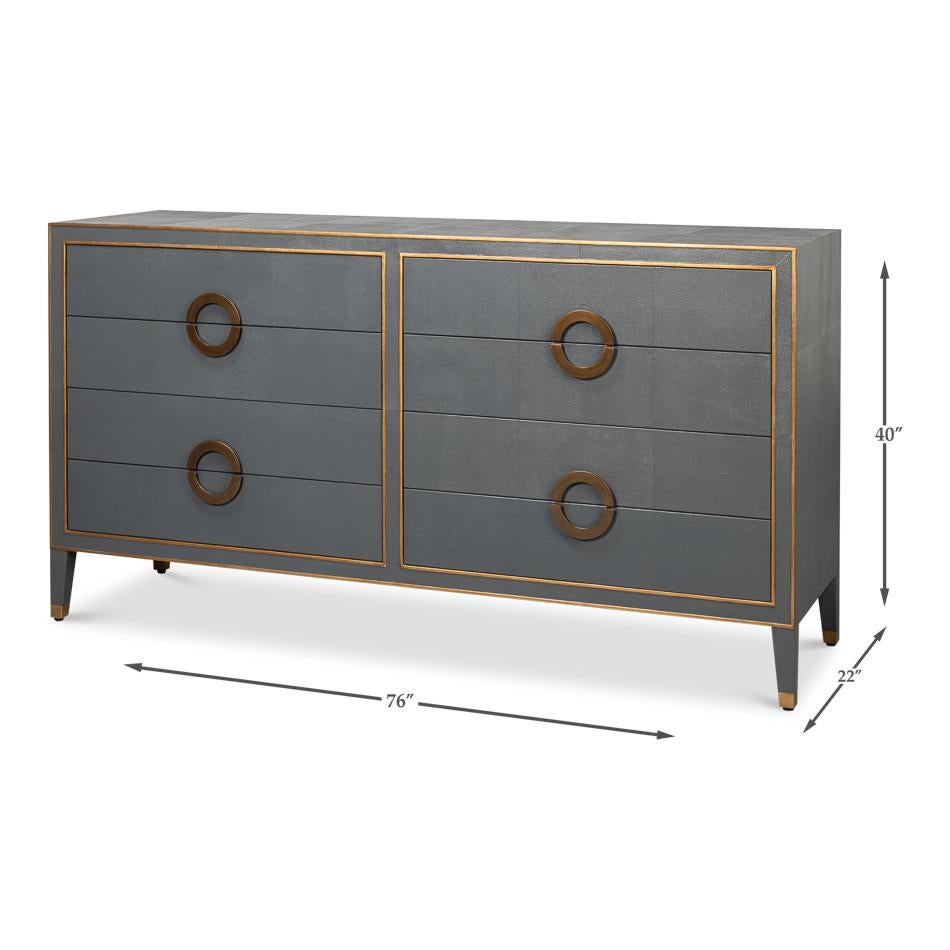 Art Deco Style Shagreen Dresser in Pewter Grey For Sale 4