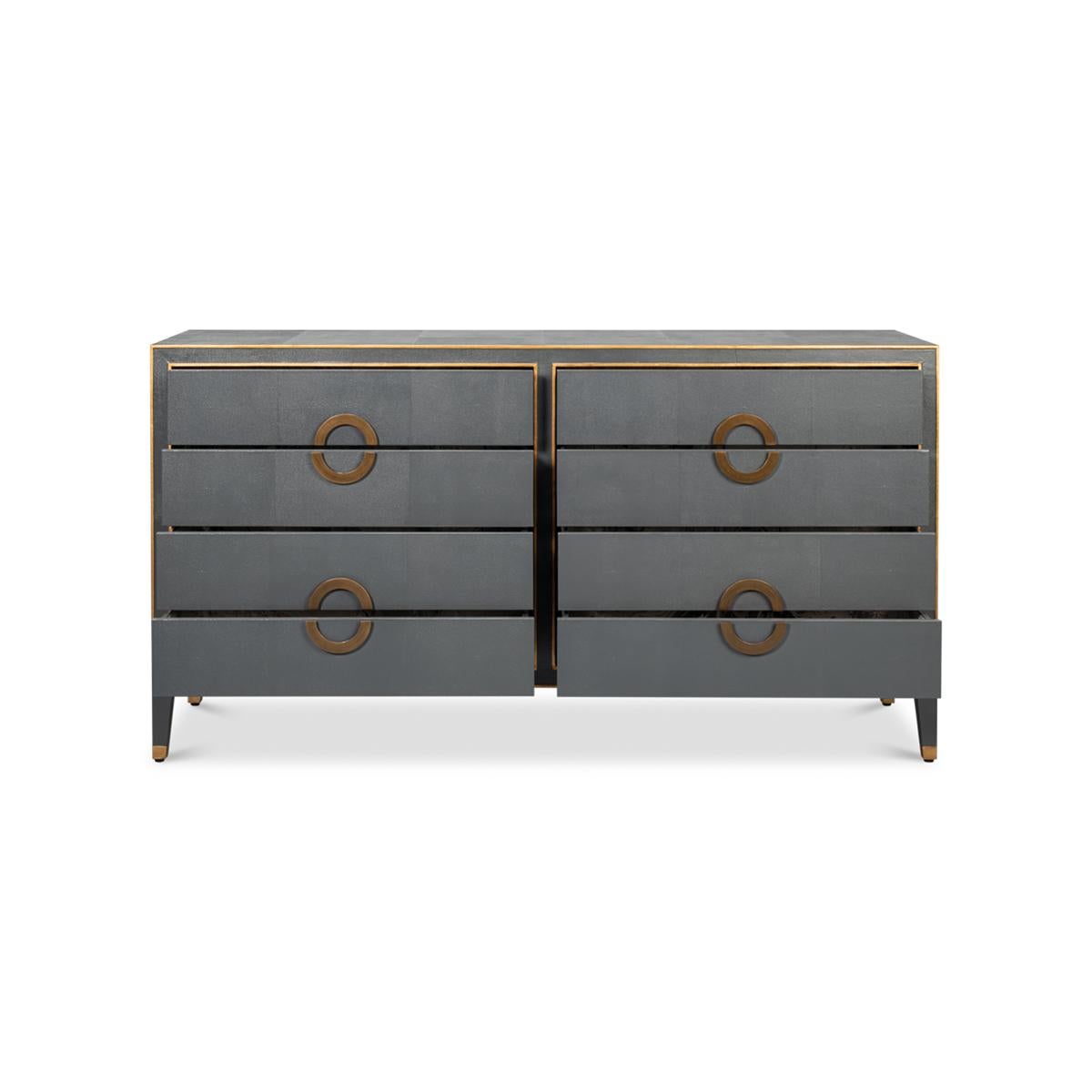Mid-Century Modern Art Deco Style Shagreen Dresser in Pewter Grey For Sale