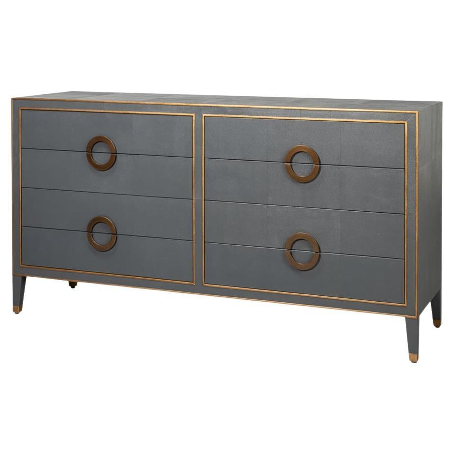 Art Deco Style Shagreen Dresser in Pewter Grey For Sale
