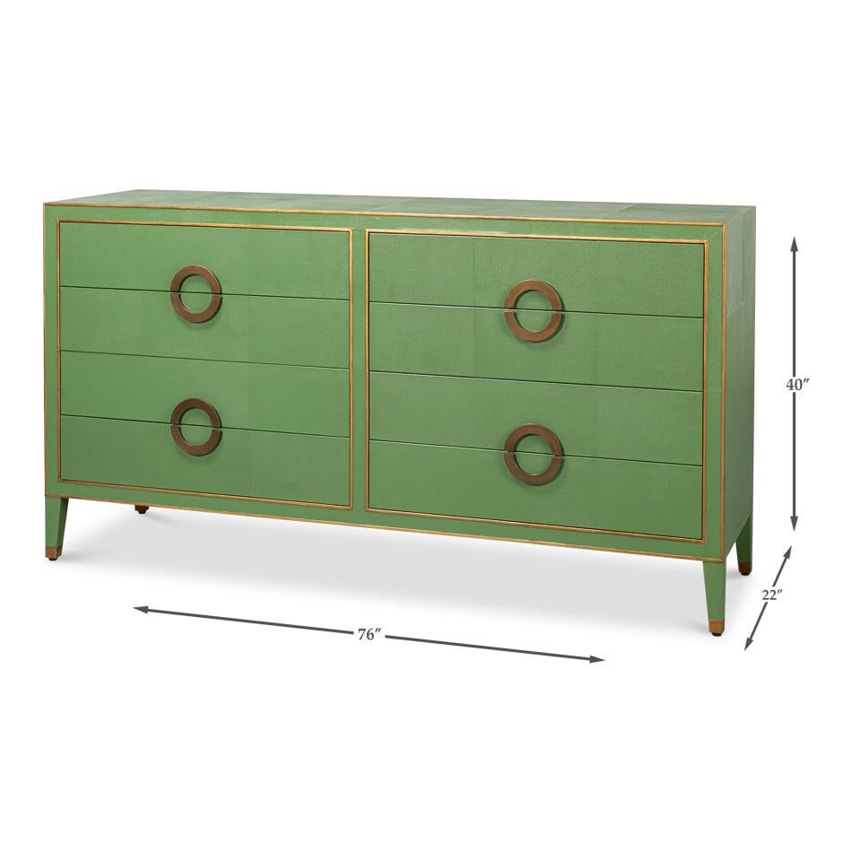 Art Deco Style Shagreen Dresser in Watercress Green For Sale 4