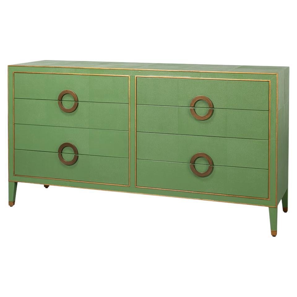 Art Deco Style Shagreen Dresser in Watercress Green