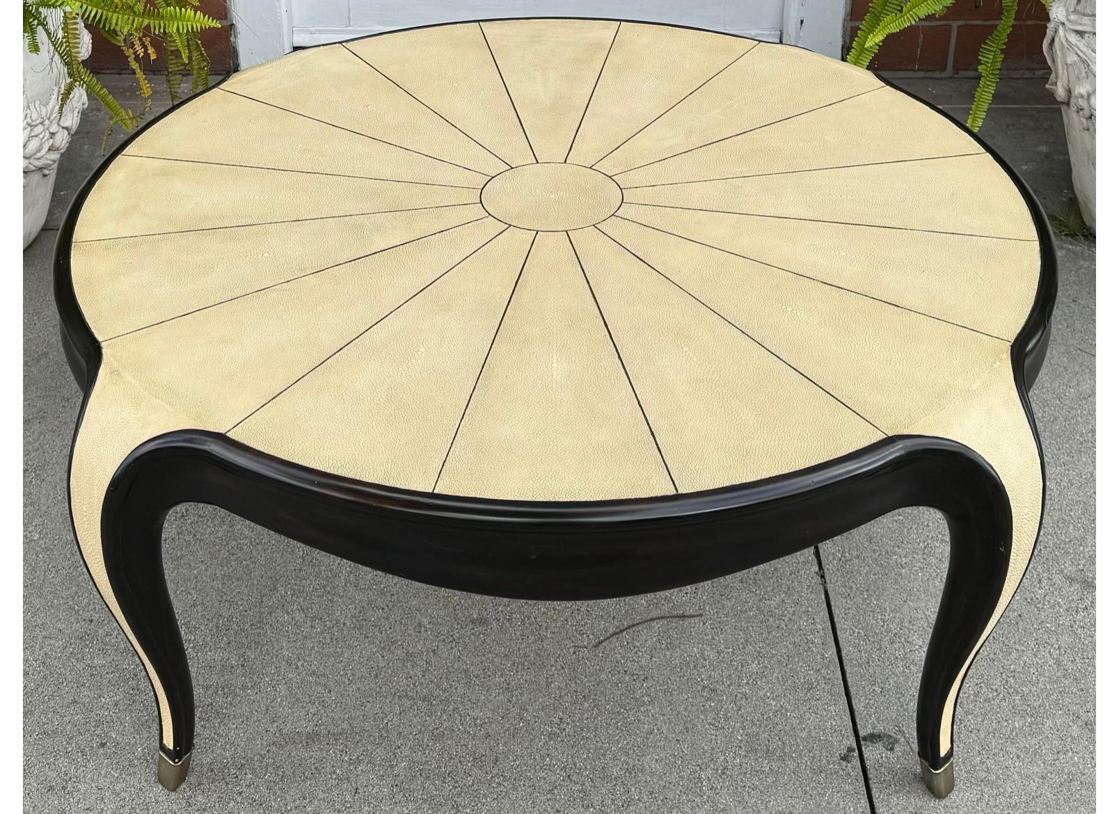 Art Deco Style Shagreen & Ebony Cocktail or Round Coffee Table In Good Condition For Sale In LOS ANGELES, CA