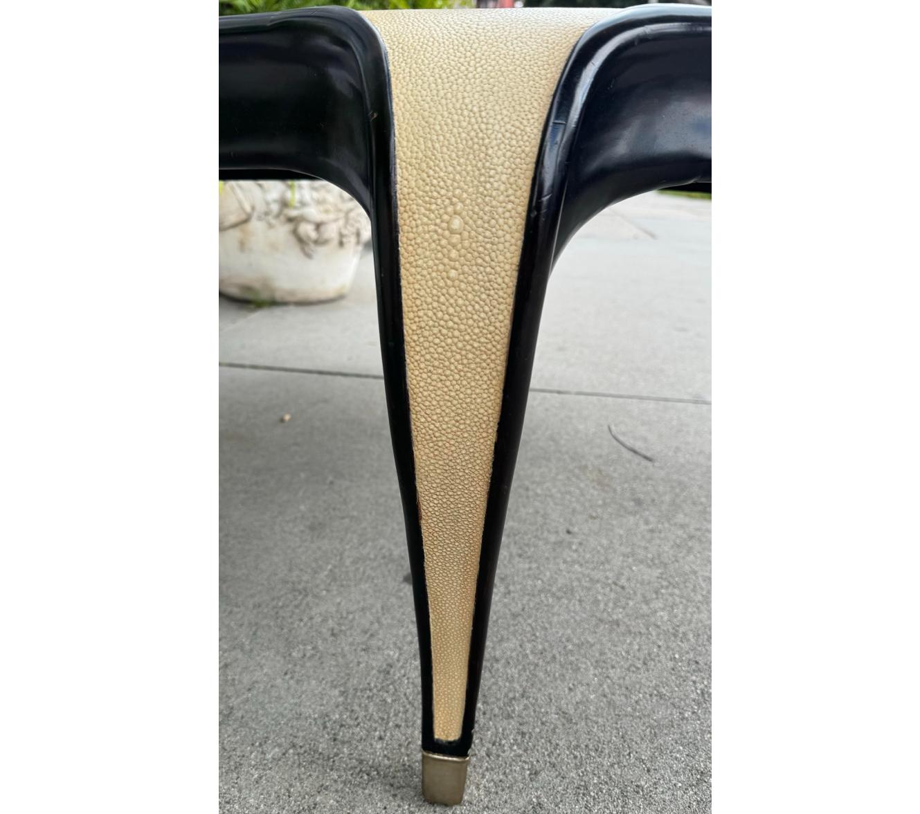Late 20th Century Art Deco Style Shagreen & Ebony Cocktail or Round Coffee Table