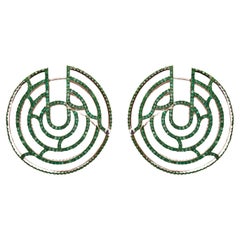 Art Deco Style Shell Tripod Earrings in 18kt Gold, Diamond