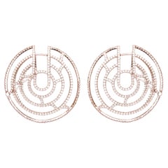Boucles d'oreilles tripodes en or 18 carats, diamants et argent, style Art déco, en forme de coquillage