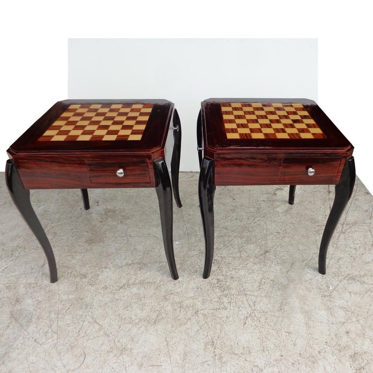 Ebonized Art Deco Style Side Game Side Table For Sale