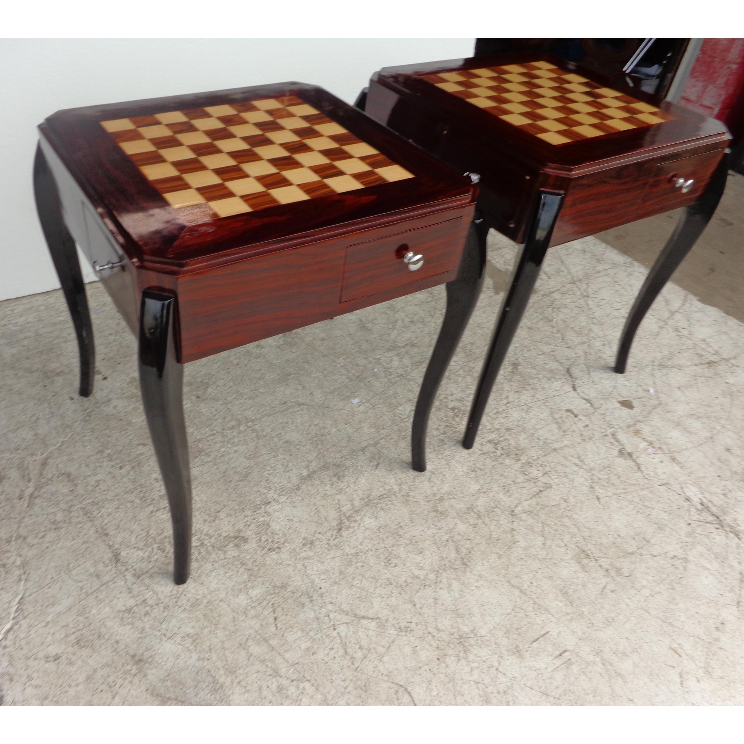 Ebonized Art Deco Style Side Game Side Table For Sale