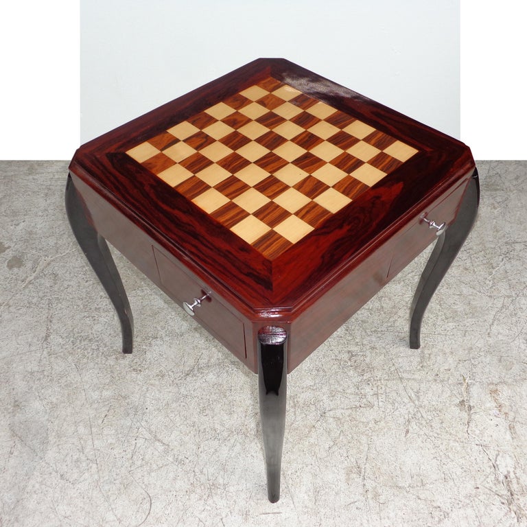 Rosewood Art Deco Style Side Game Side Table For Sale