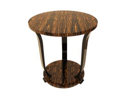 Modernist series Round side table in White Ebony Macassar Veneer