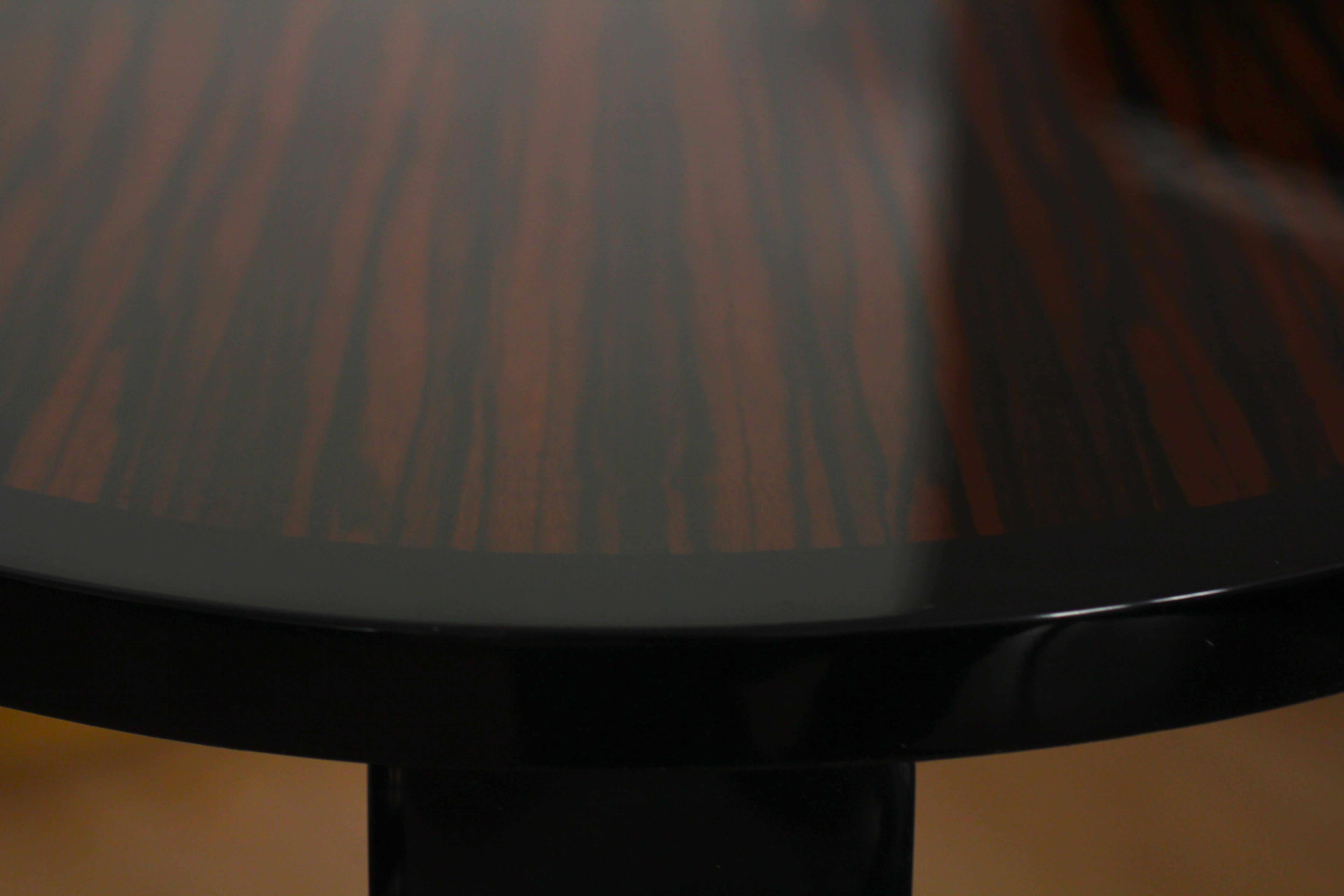 Ebonized Art Deco Style Side Table, Macassar and Black Lacquer
