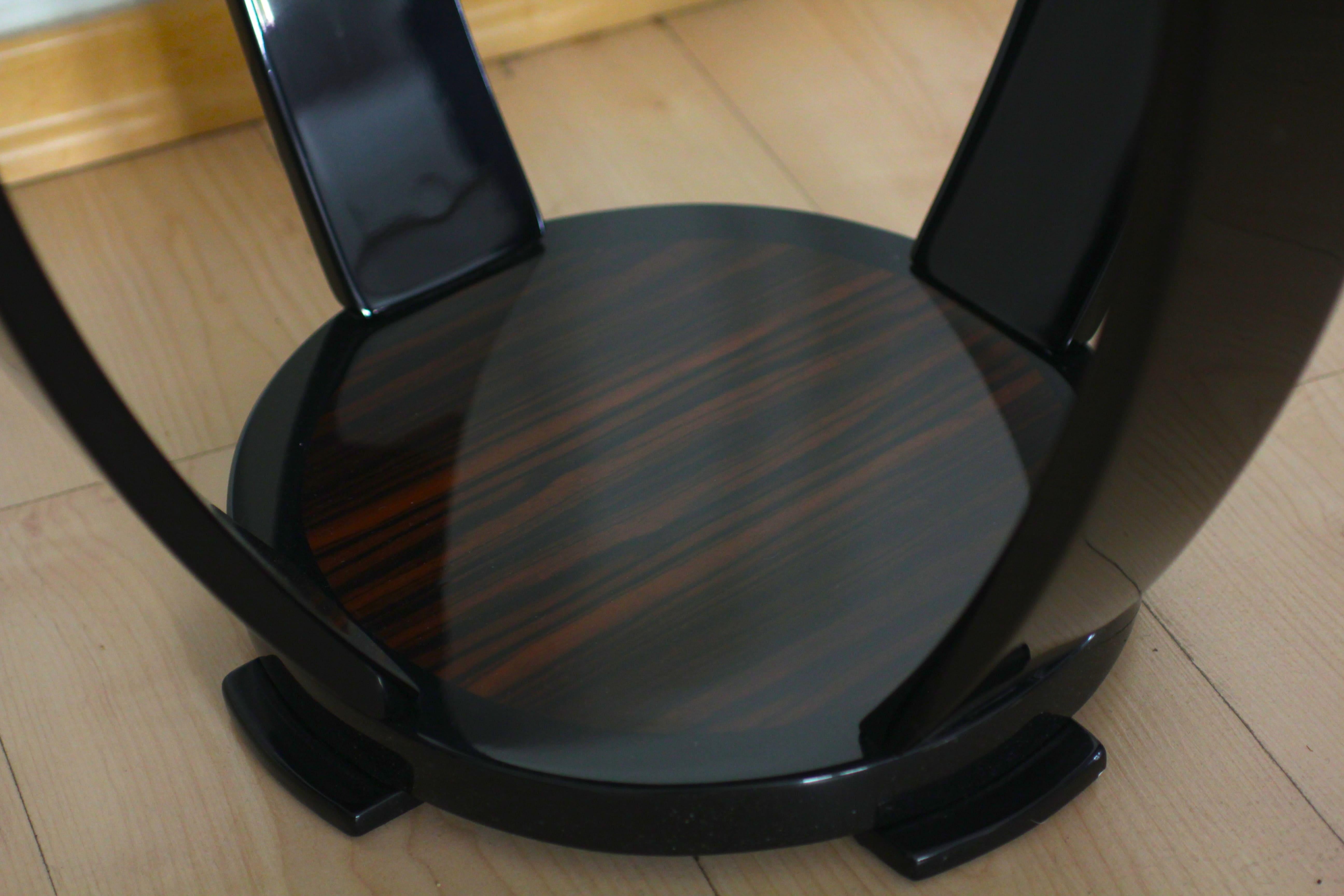 Contemporary Art Deco Style Side Table, Macassar and Black Lacquer