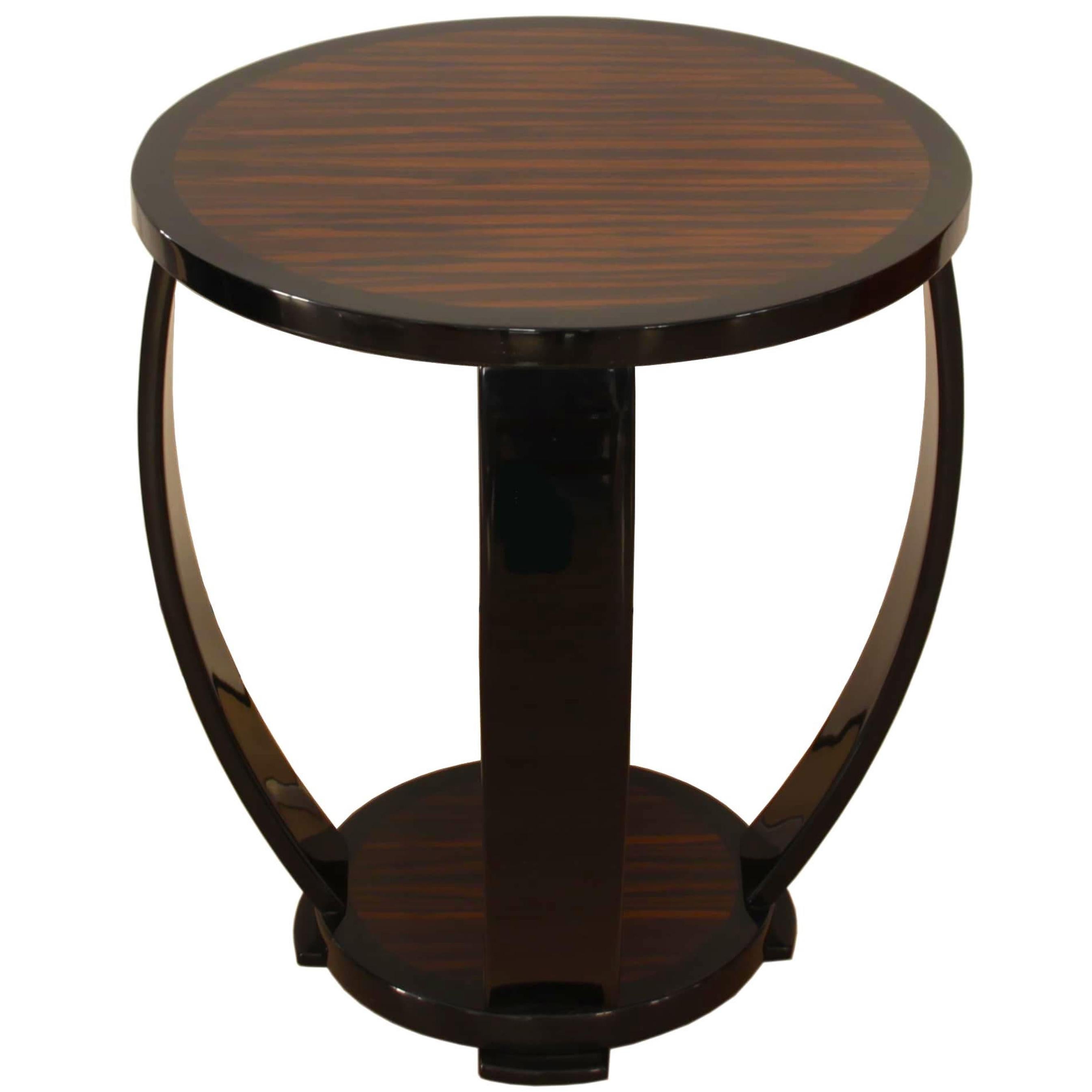Art Deco Style Side Table, Macassar and Black Lacquer