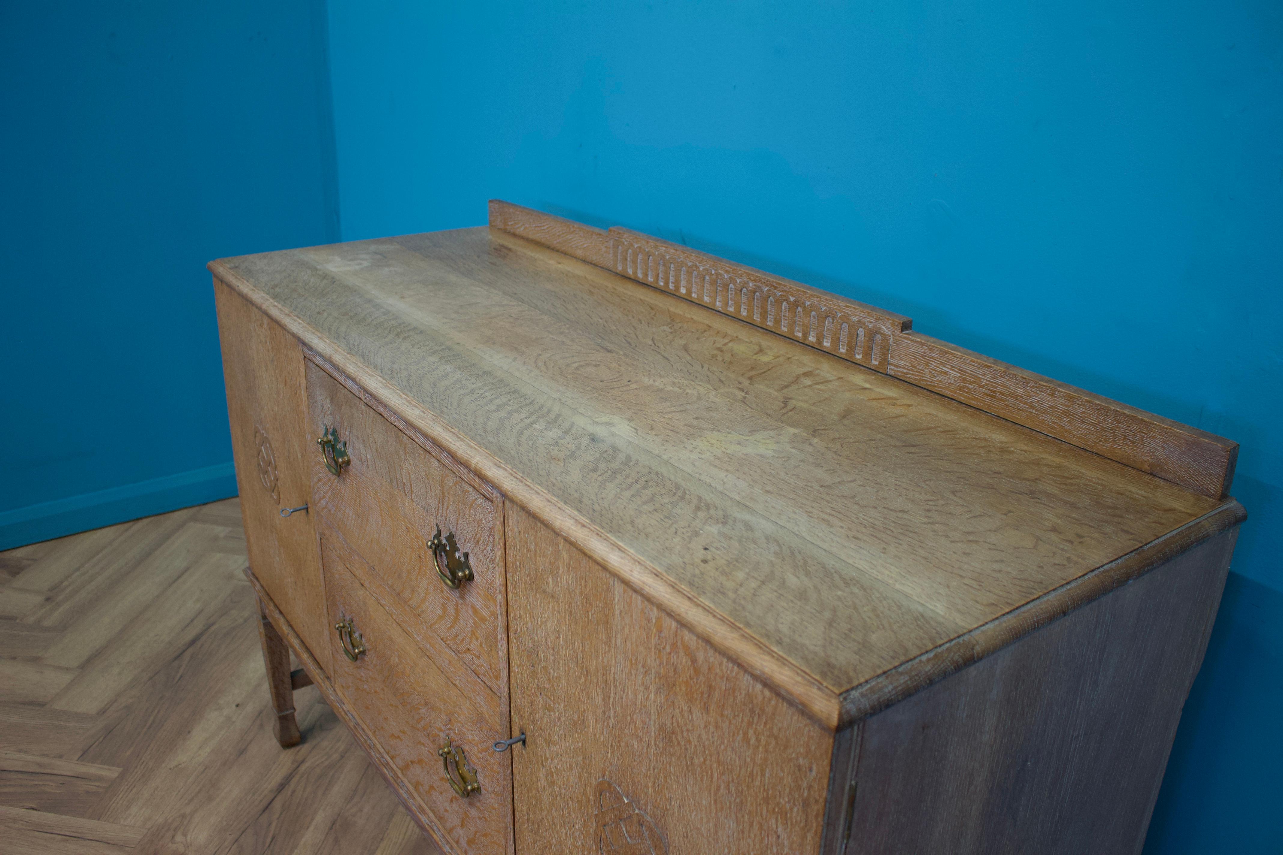 Art Deco Style Sideboard in Limed Oak, 1950s 5
