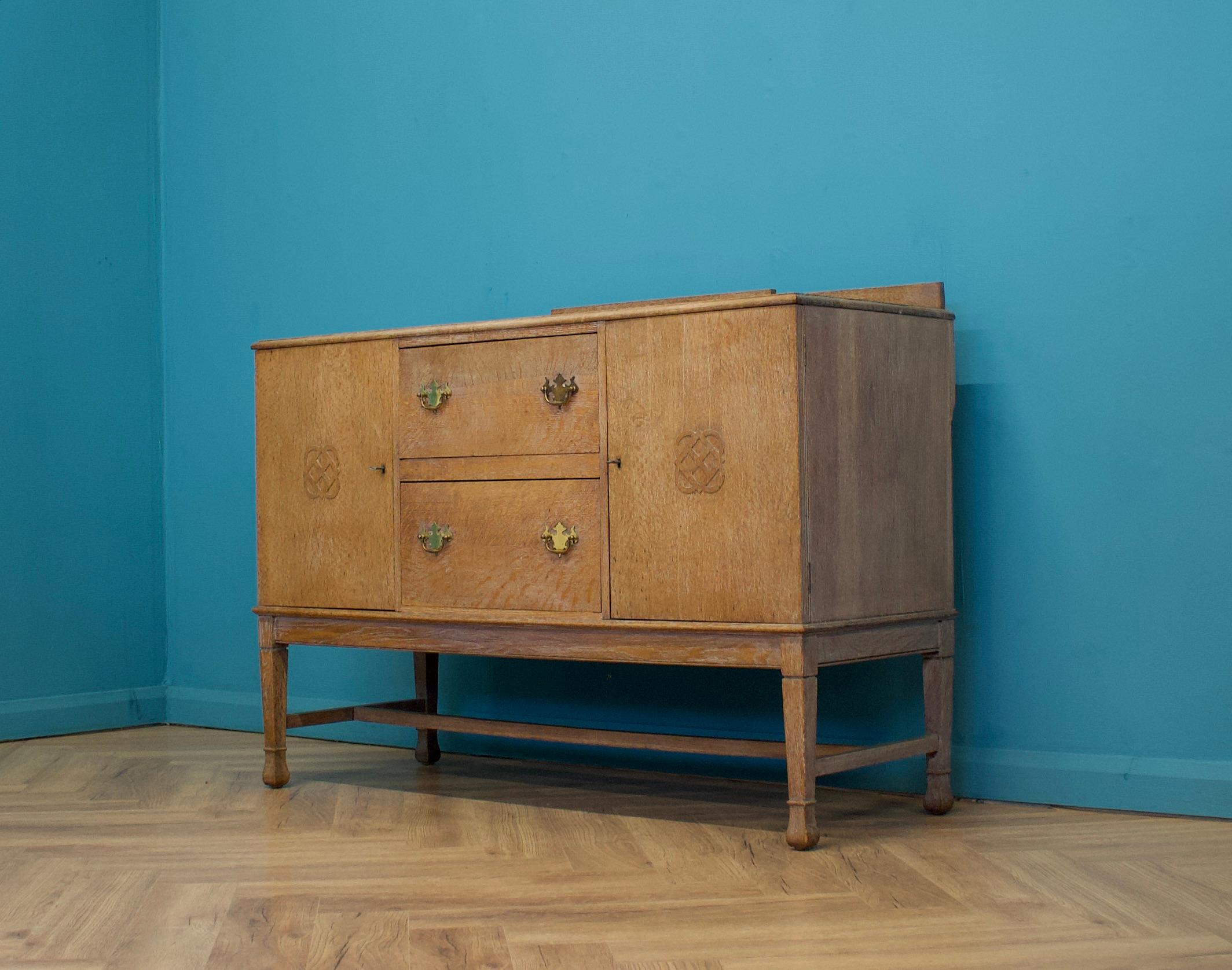 Woodwork Art Deco Style Sideboard in Limed Oak, 1950s