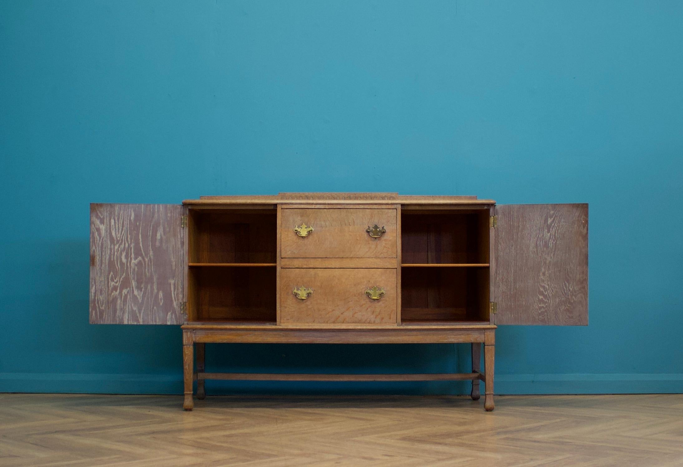 Mid-20th Century Art Deco Style Sideboard in Limed Oak, 1950s