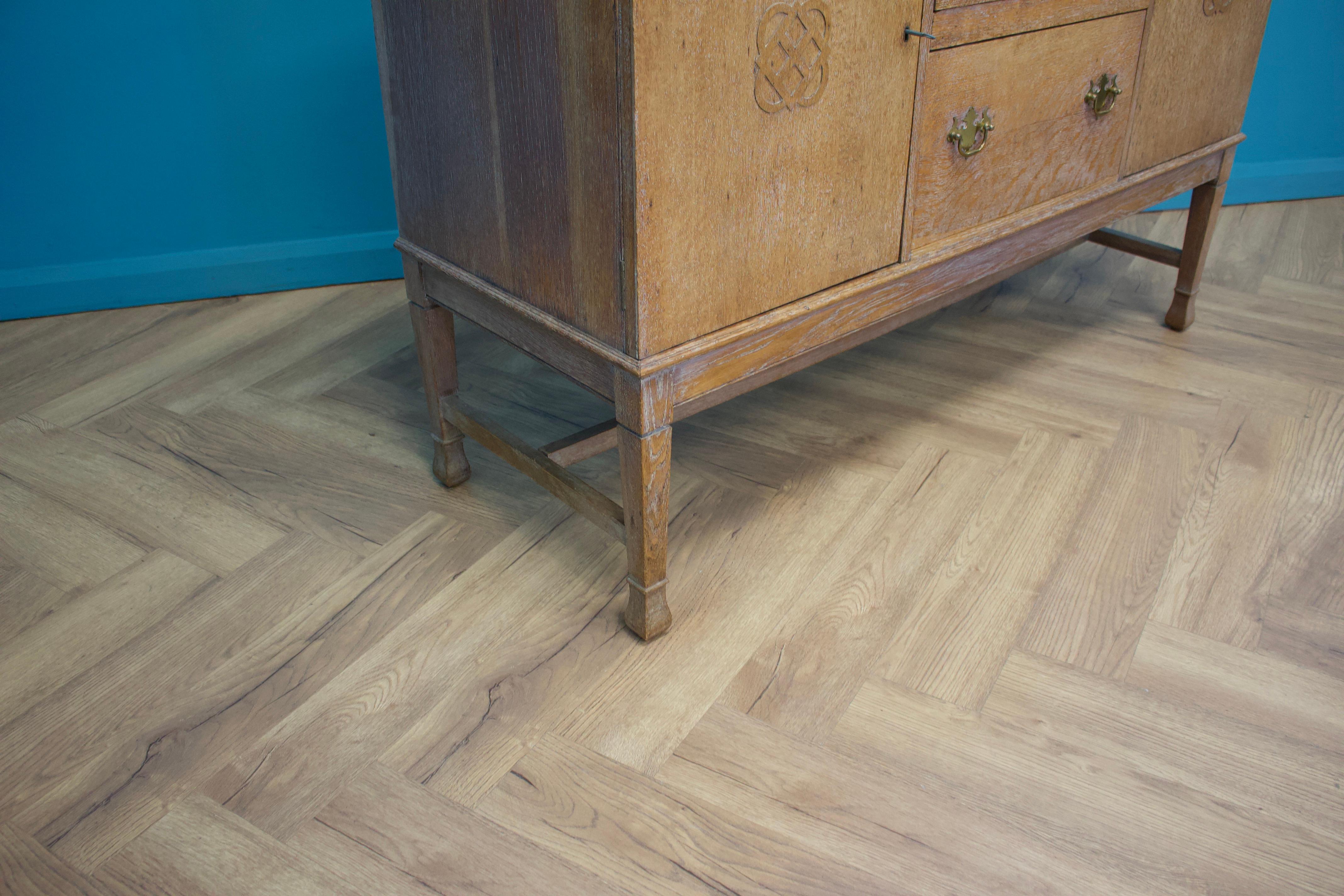 Art Deco Style Sideboard in Limed Oak, 1950s 1