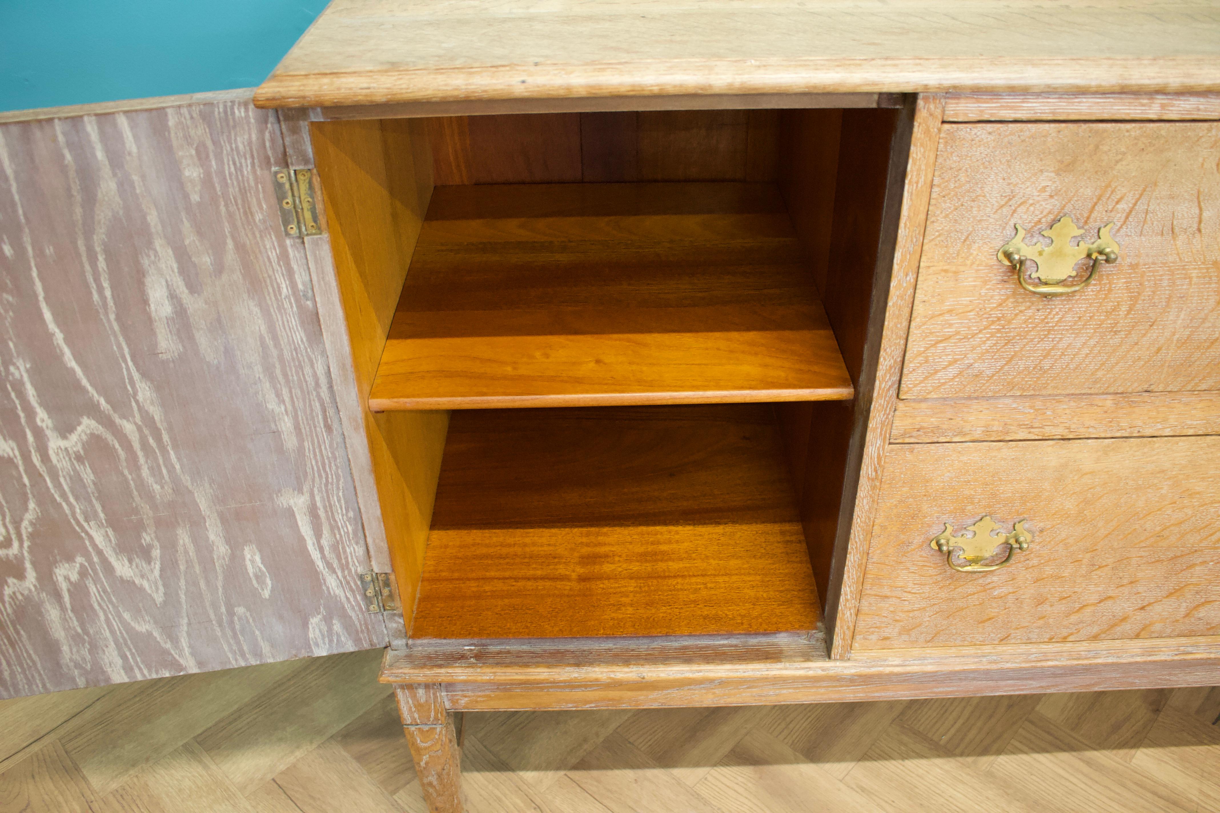 Art Deco Style Sideboard in Limed Oak, 1950s 2
