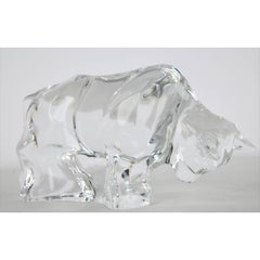 Art Deco Style Signed Baccarat Crystal Bull Figurine