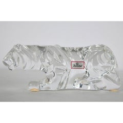 Tiger-Panther-Figur aus Baccarat-Kristall im Art-déco-Stil, signiert