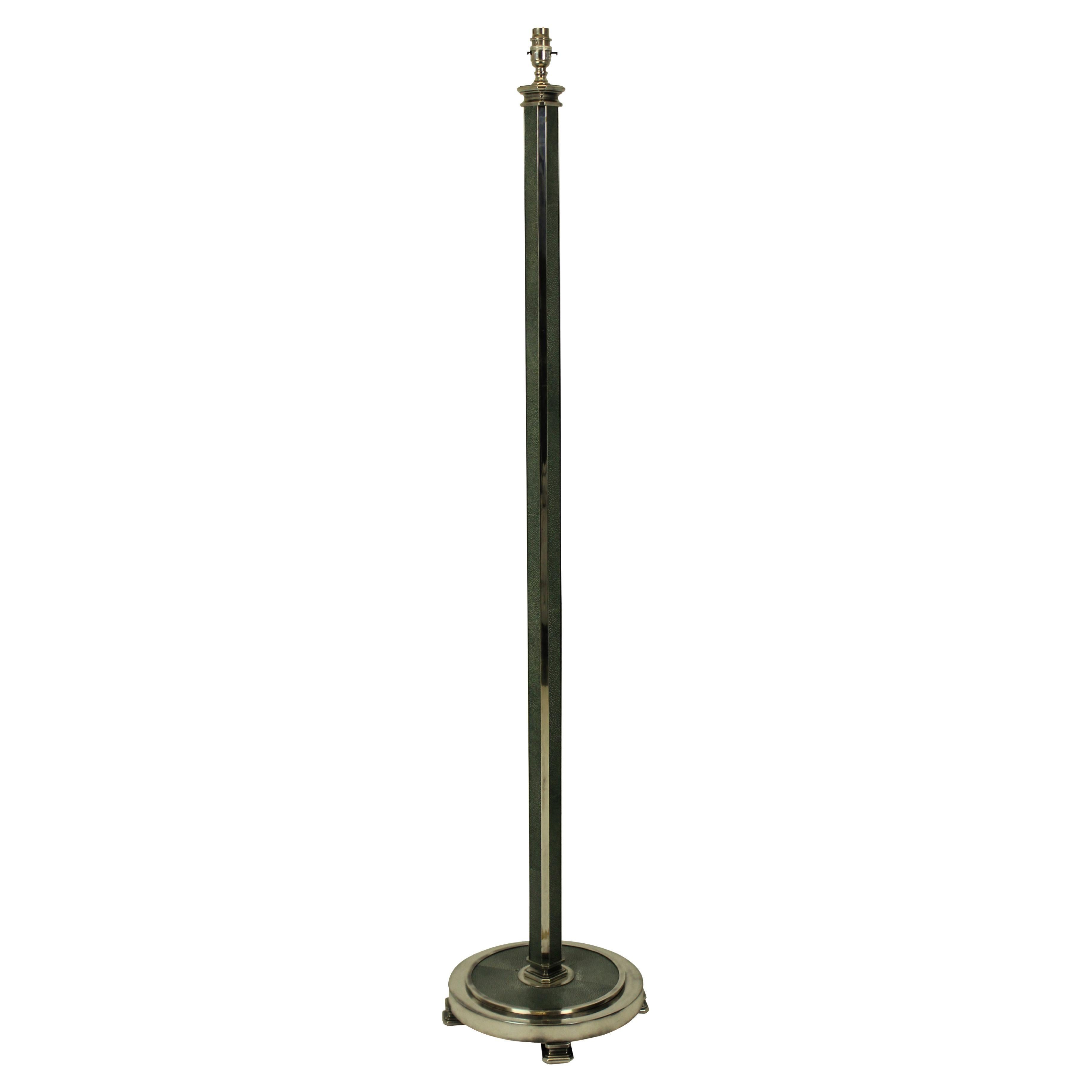 Art Deco Style Silver and Shagrin Floor Lamp