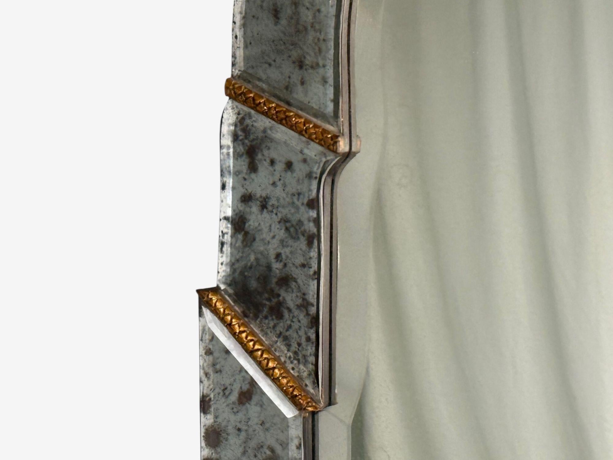 Vetro Stile Deco, vetro smussato anticato argento, specchi veneziani da parete in vendita