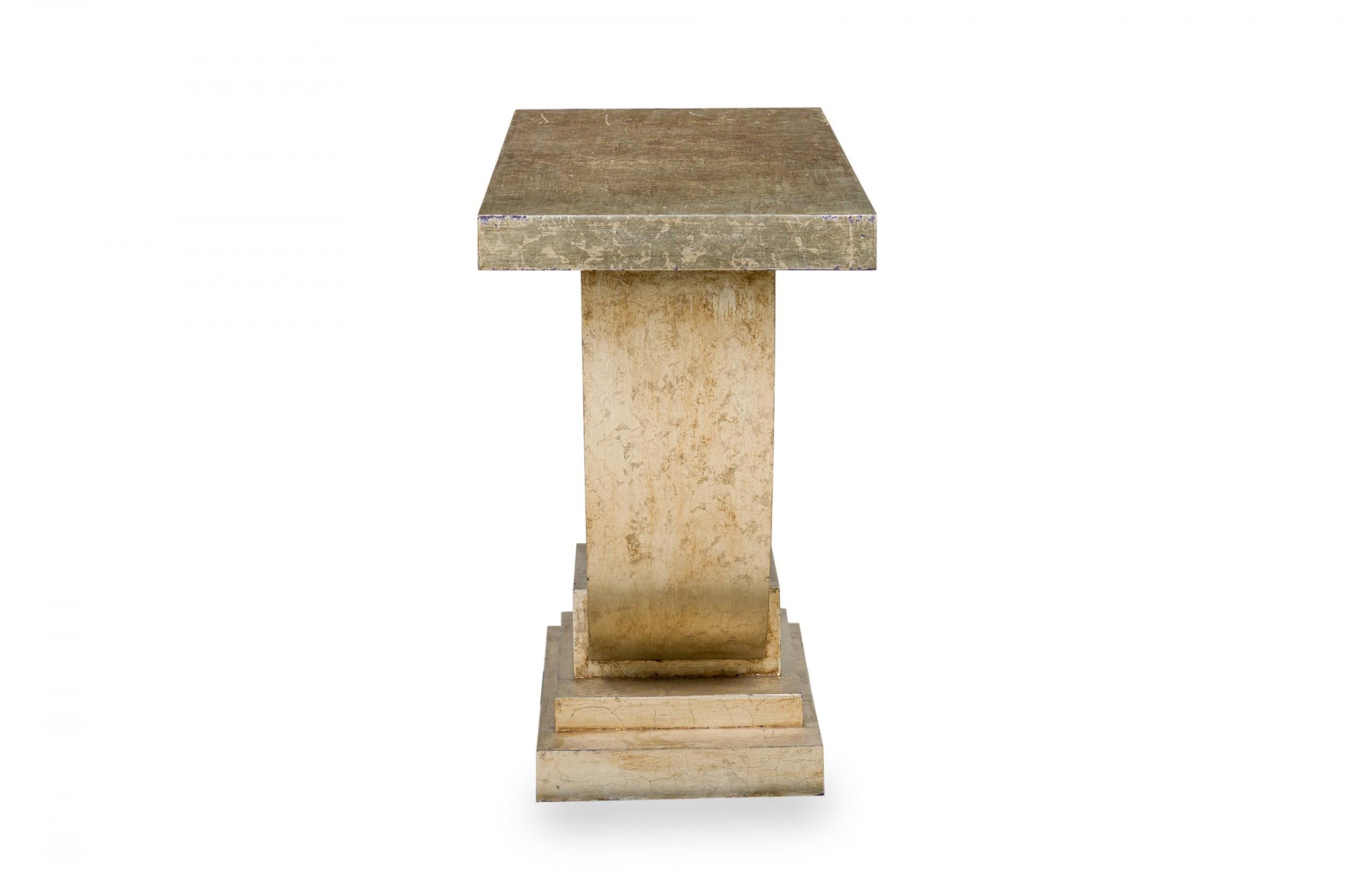 Art Deco-Style Silver Gilded Crackle Finish Rectangular Console Table For Sale 3