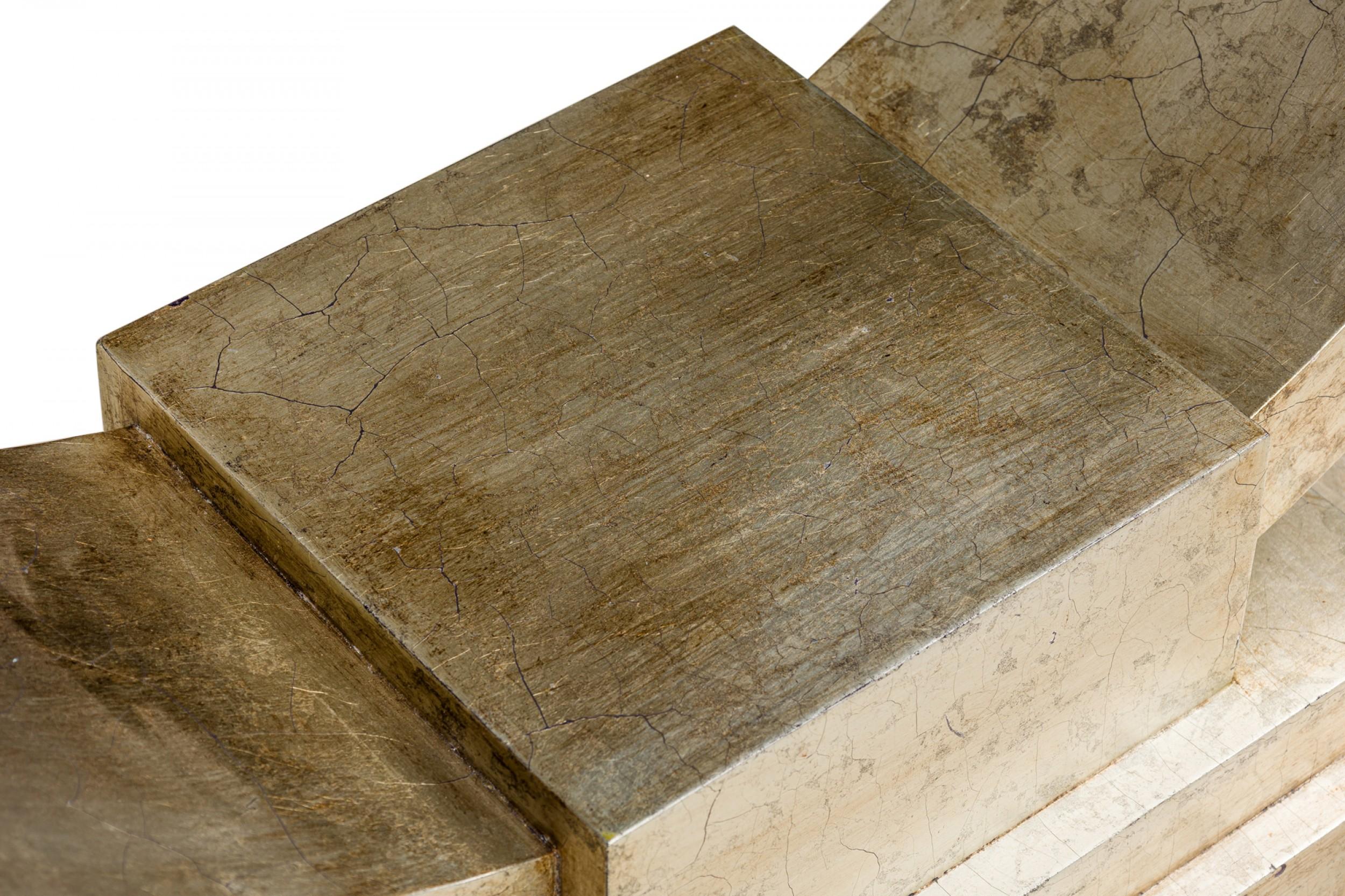 Art Deco-Style Silver Gilded Crackle Finish Rectangular Console Table For Sale 4
