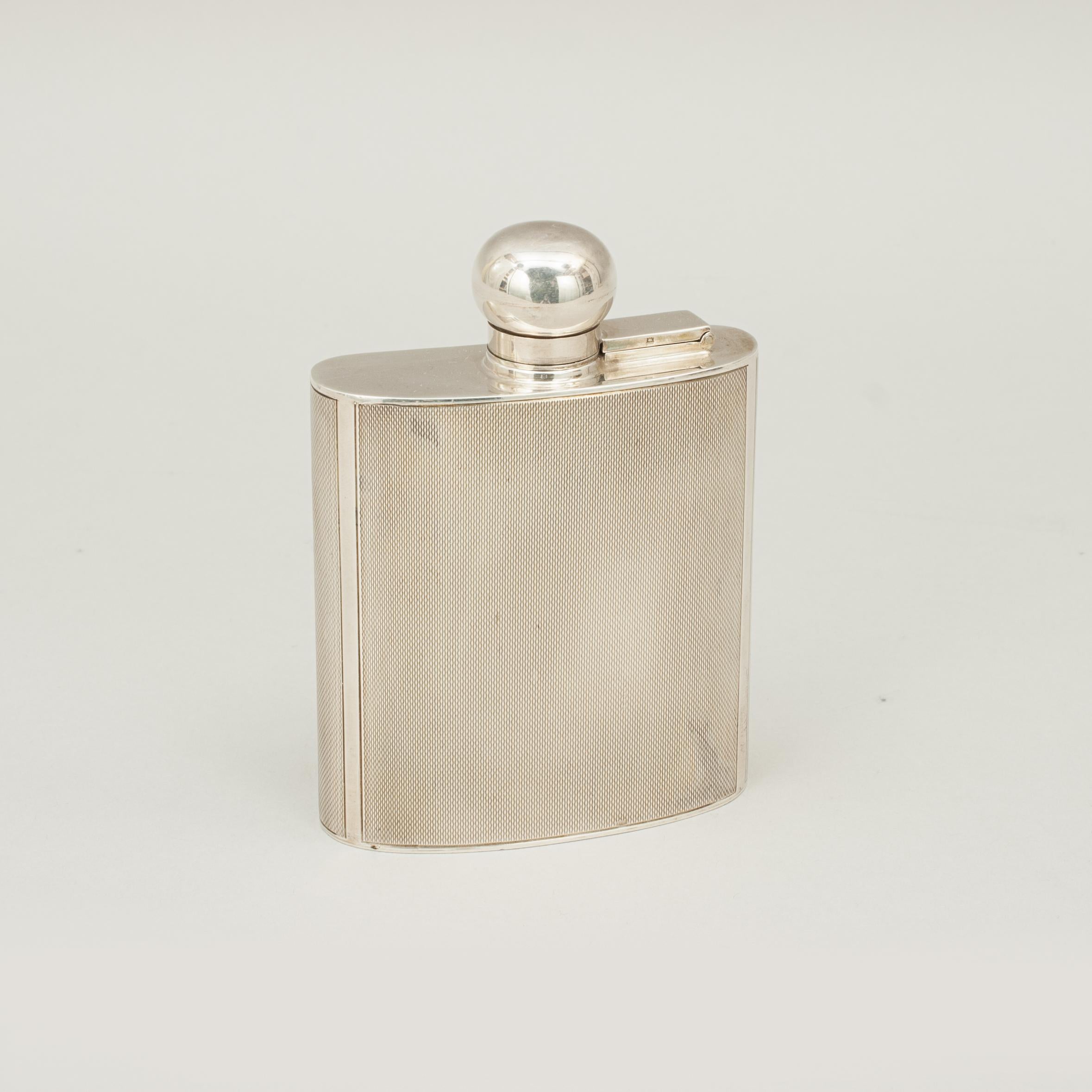 Art Deco Style Silver Hip Flask, Birmingham, 1963 1