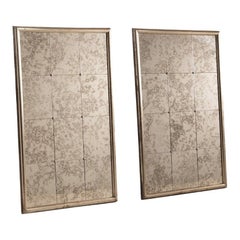 Art Deco Style Silver Leaf Frame with Distressed Mirrors