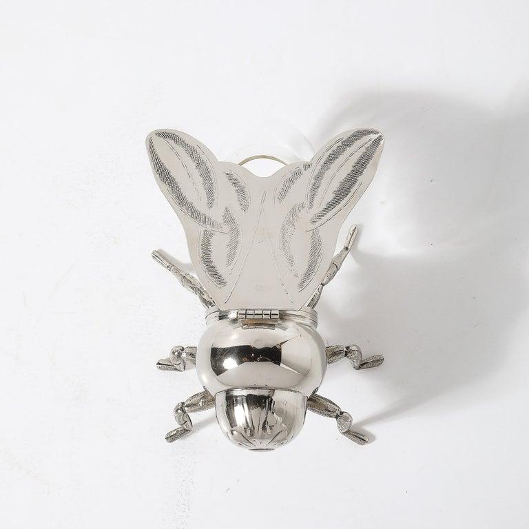 Art Deco Style Silver Plated and Glass Bee Honeypot by Antares For Sale 7