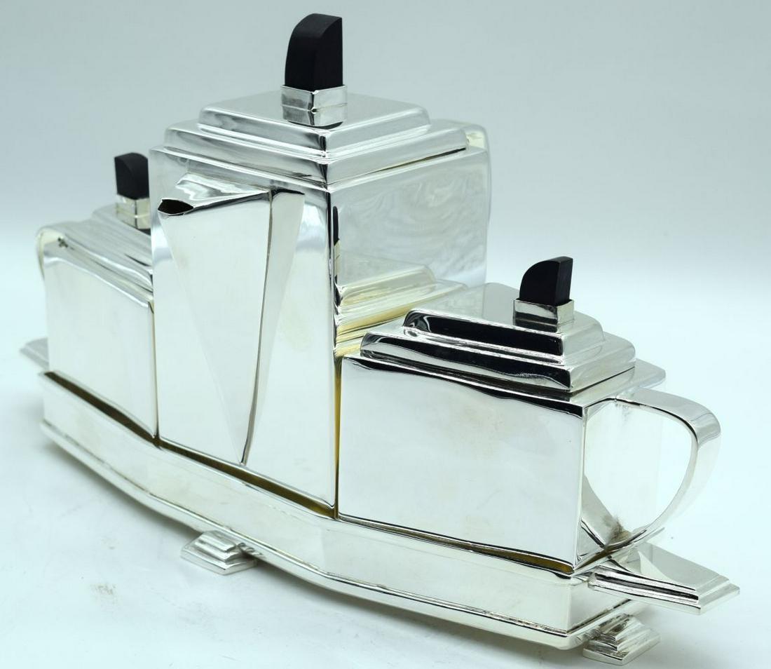 Art Deco style silver plated tea set.