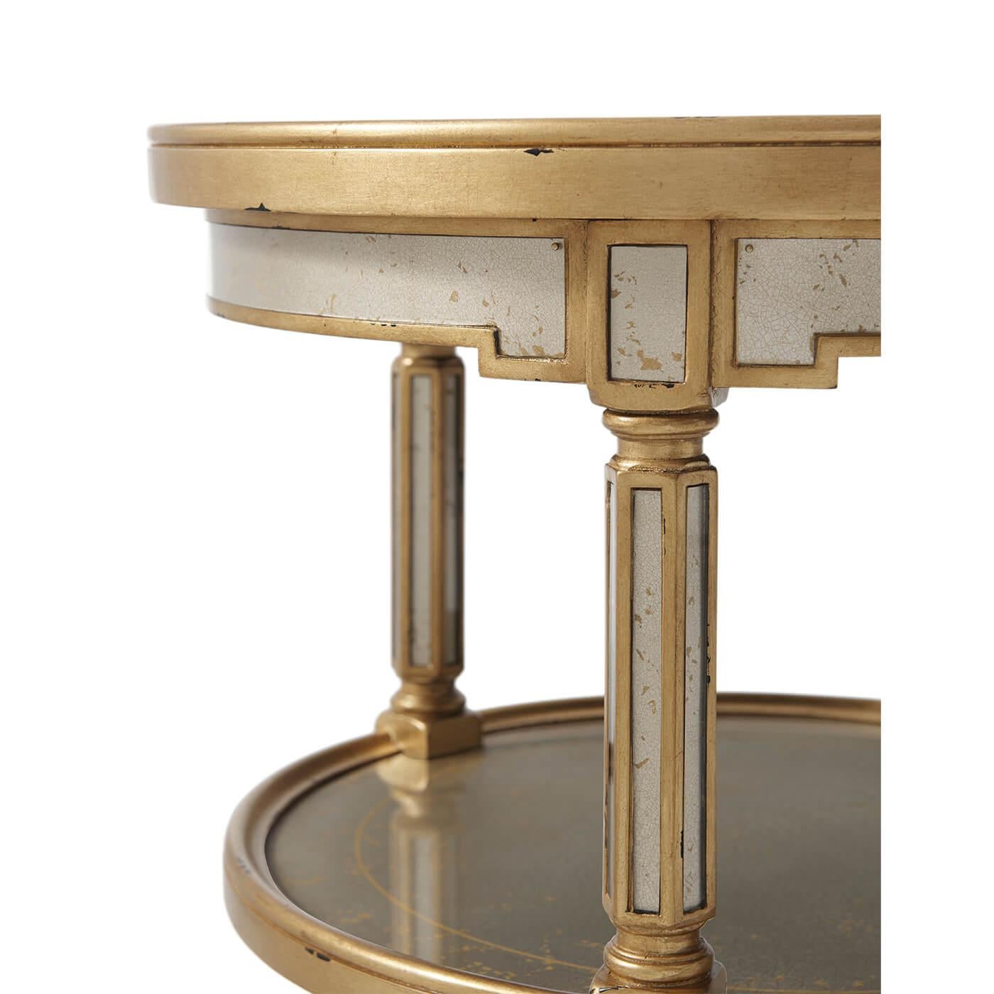 Contemporary Art Deco Style Silvered and Gilt End Table For Sale